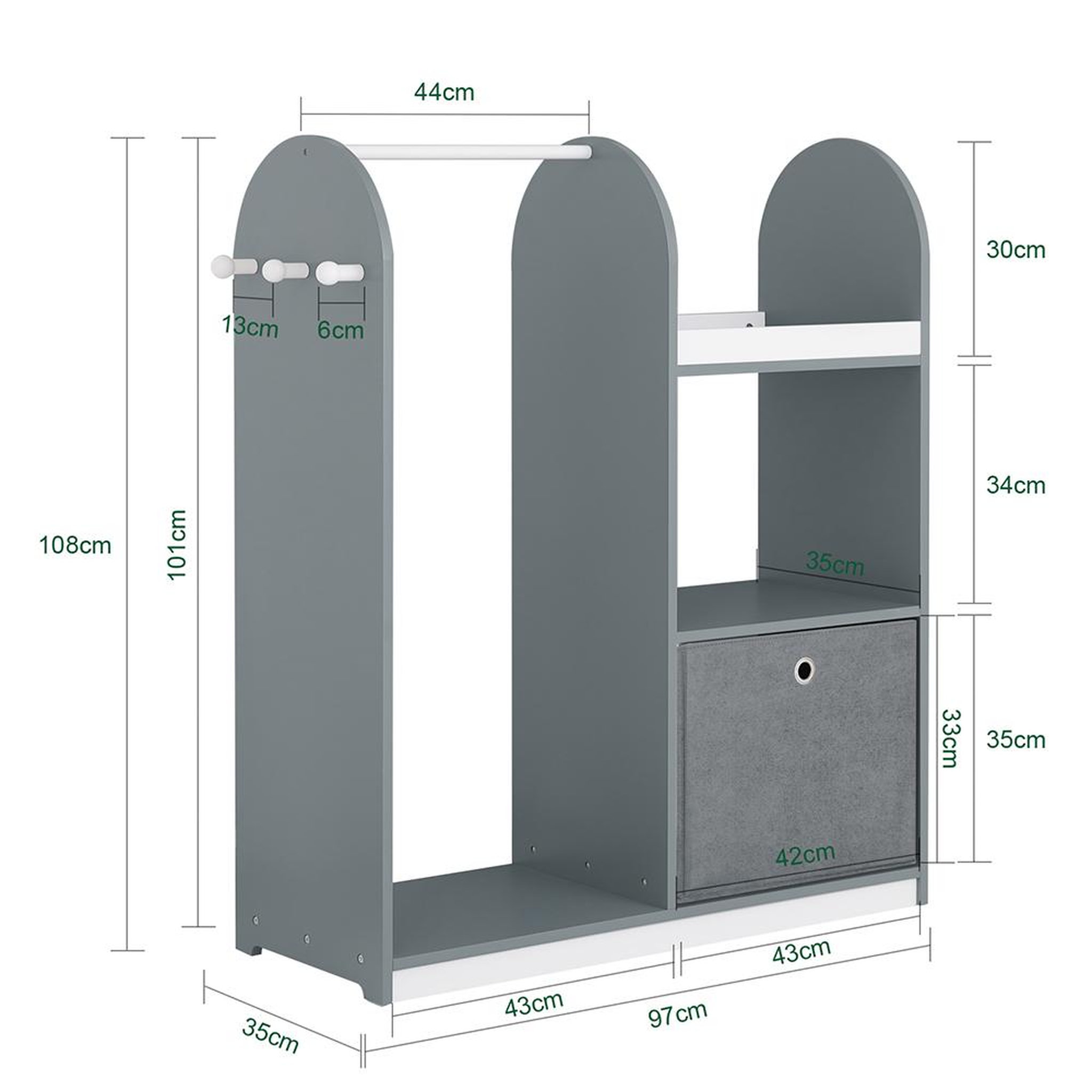 Voir la diapositive 3 : SOBUY SoBuy - Armoire Enfant à 2 étagères - Nordique - KMB40