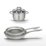 ELO Lot de 2 poêles 24/28 cm et faitout 12 cm Elo Relief Passion