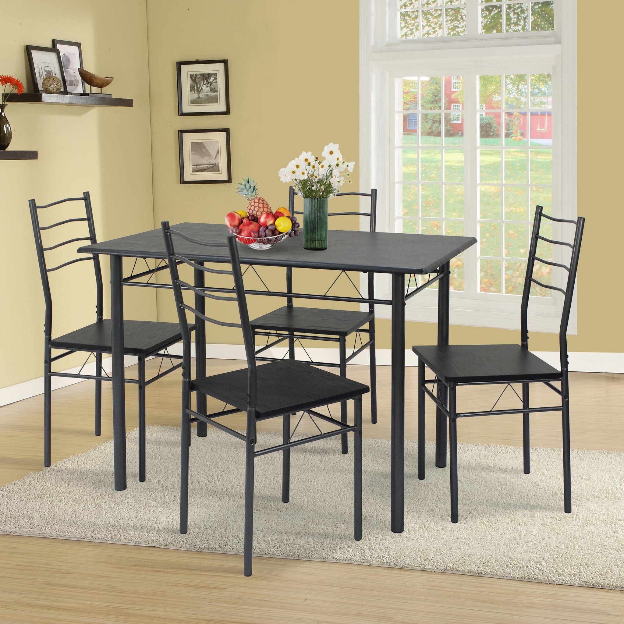 Voir la diapositive 3 : VS VENTA-STOCK Ensemble de Table et 4 chaises Lima pour Salle à Manger Noir/Gris