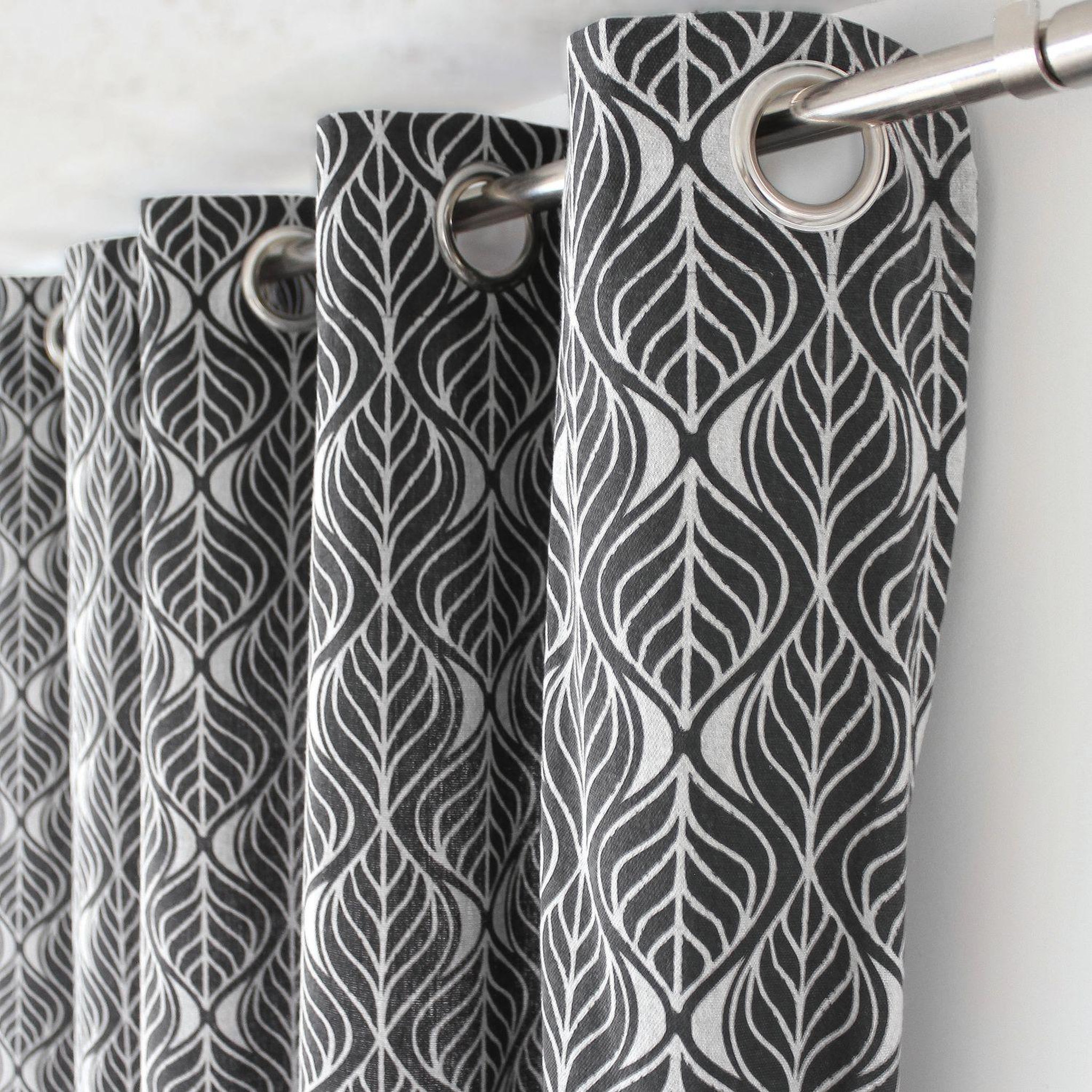 Voir la diapositive 4 : TOILINUX Rideau en coton recyclé baya - 140 x 240 cm - gris foncé