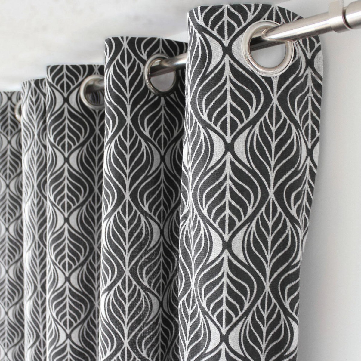 TOILINUX Rideau en coton recyclé BAYA - 140 x 240 cm - Gris foncé