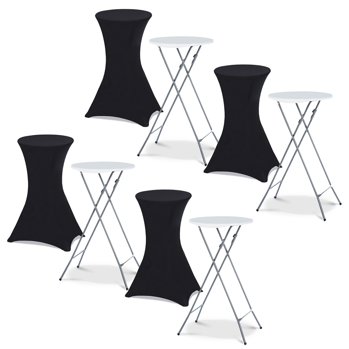 ID MARKET Lot de 4 tables hautes pliantes 105 CM et 4 housses noires