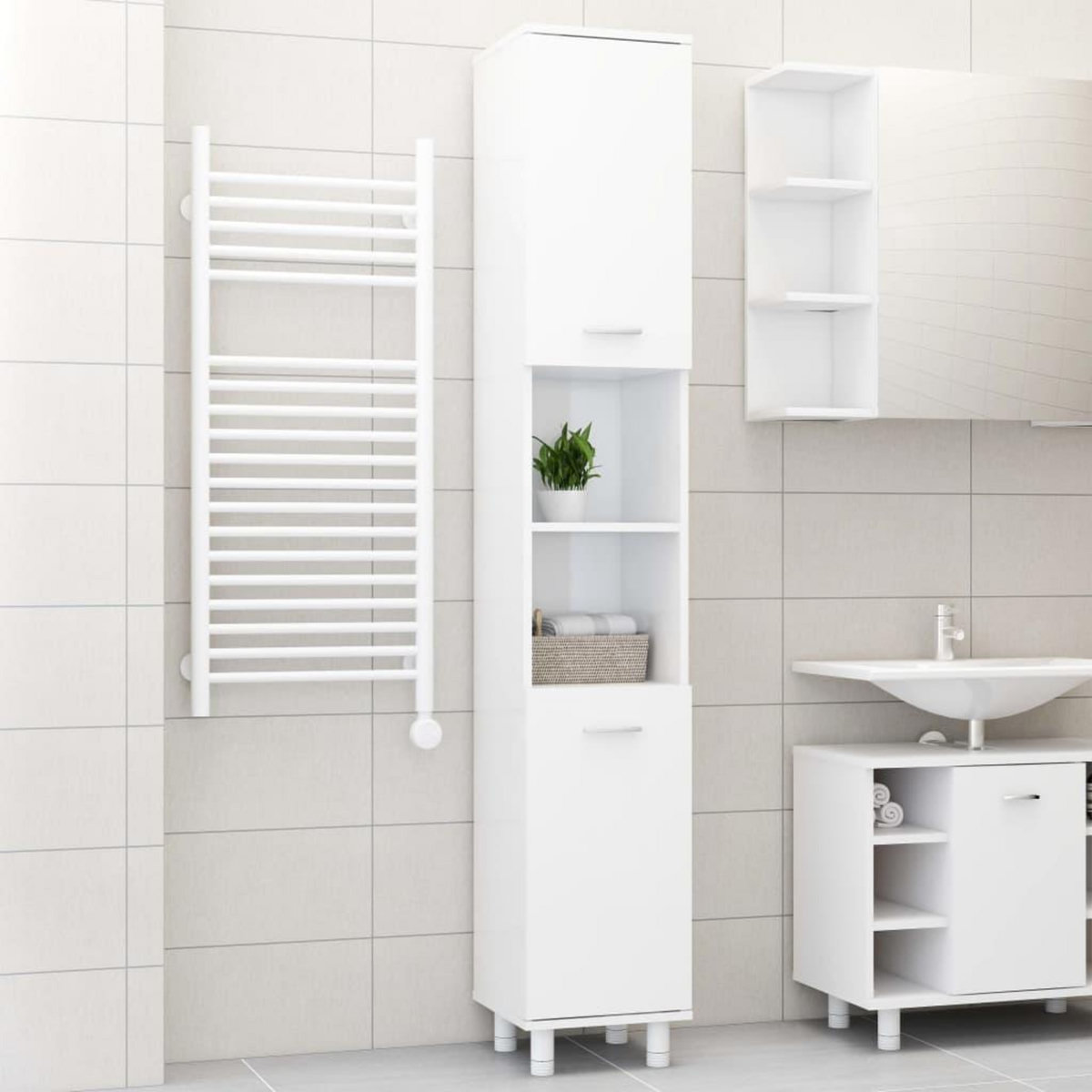 VIDAXL Armoire de salle de bain Blanc brillant Bois d'ingenierie