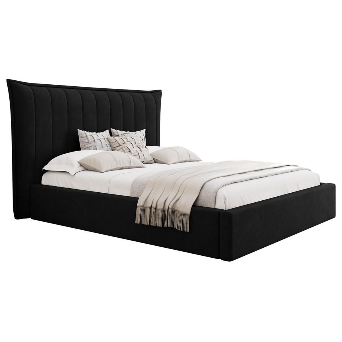 BEST MOBILIER Esmee - lit coffre - 140x200 cm - en velours - sommier inclus