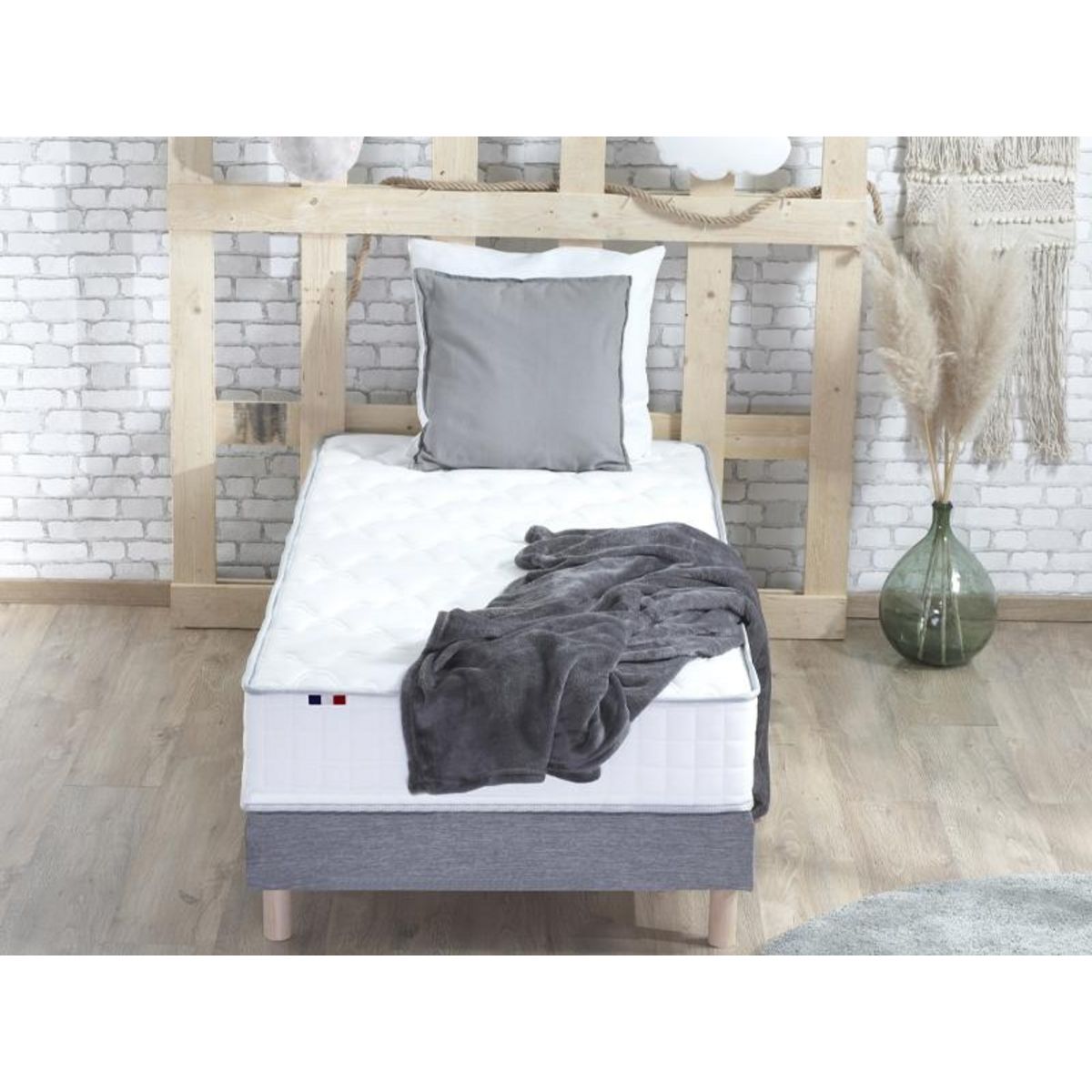 Ensemble Matelas Ressorts 7 zones + Sommier  90 x 190 cm COSMOS