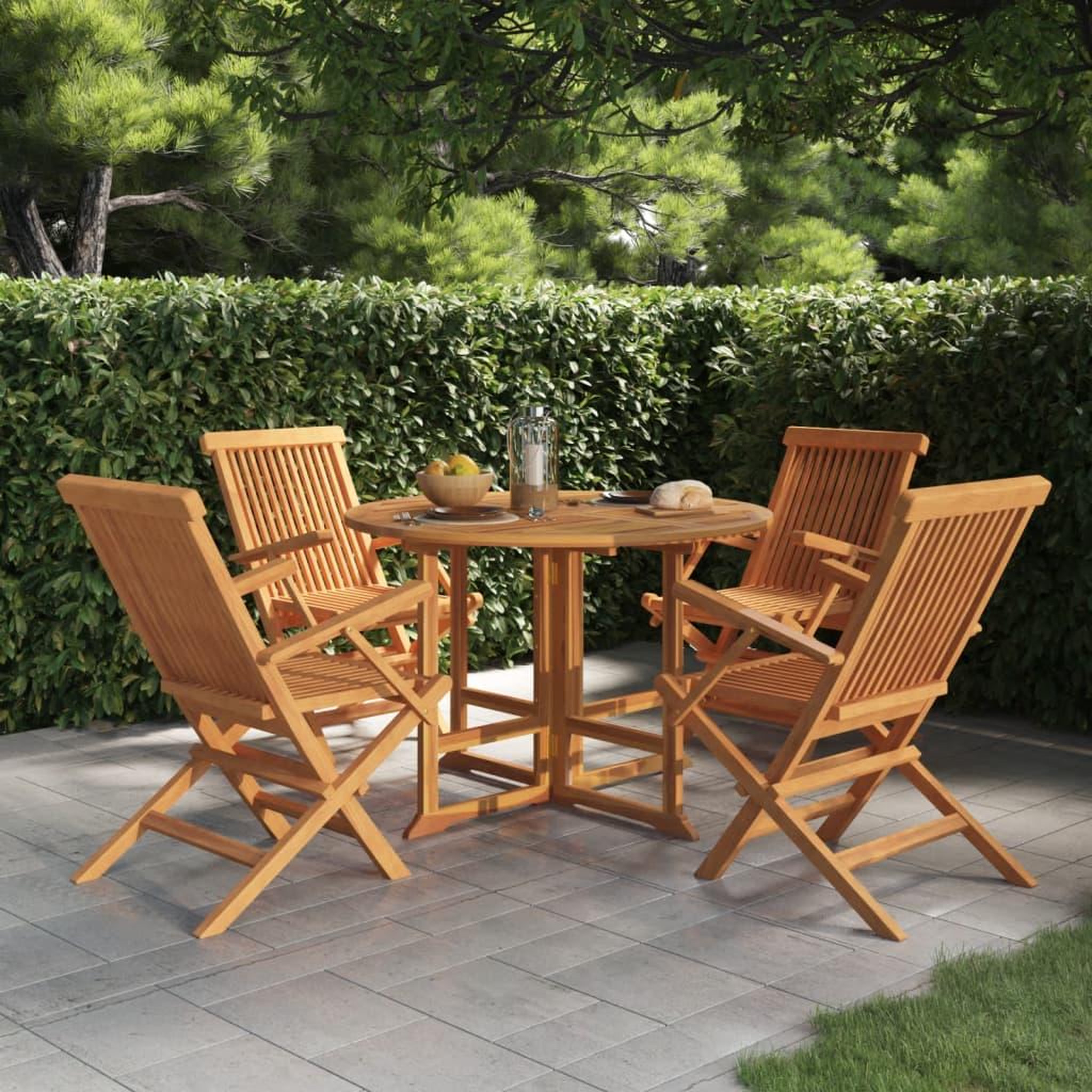 VIDAXL Ensemble a dîner d'exterieur pliable 5 pcs Bois solide de teck