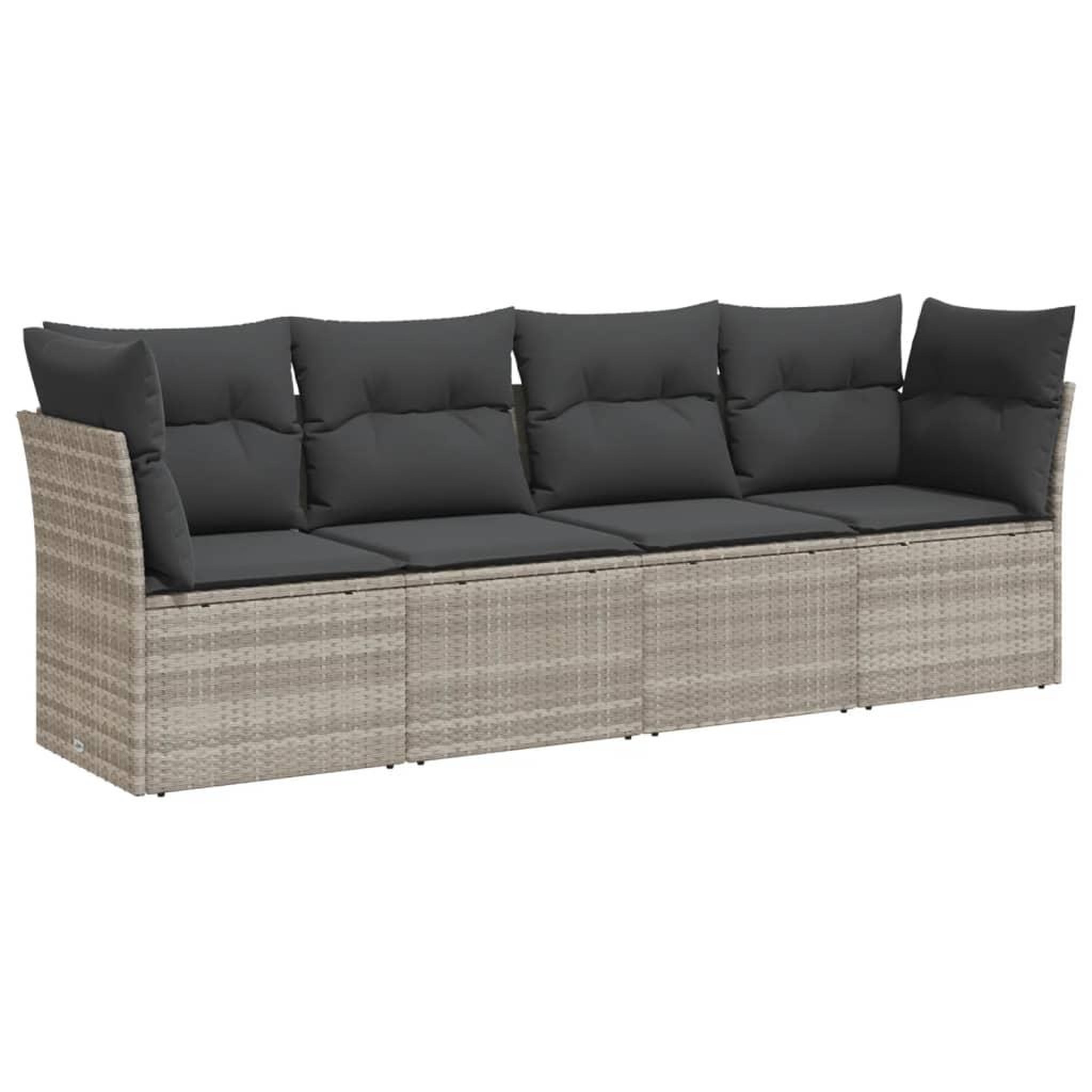 Voir la diapositive 2 : VIDAXL Salon de jardin 4 pcs avec coussins gris clair resine tressee