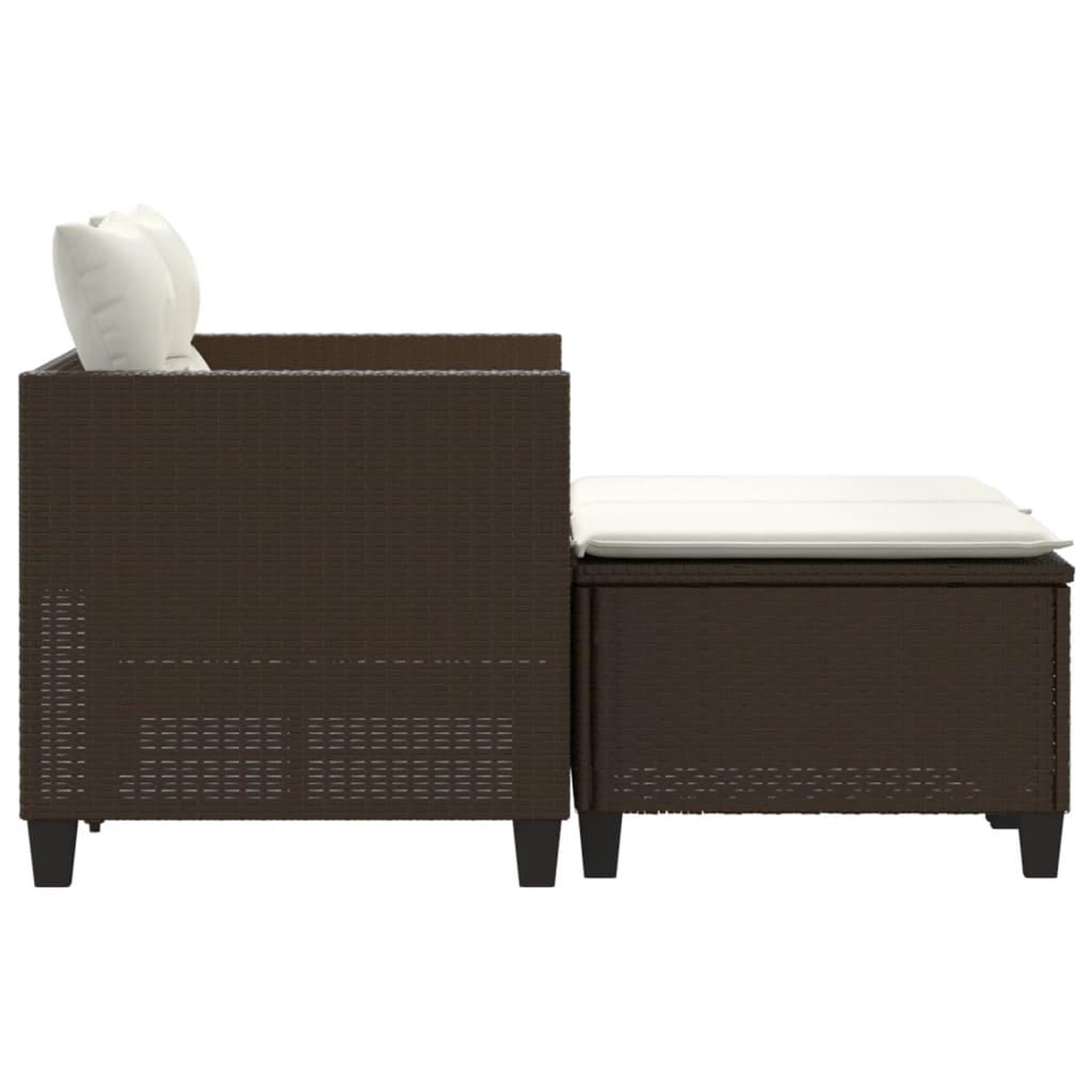Voir la diapositive 5 : VIDAXL Canape de jardin 2 places avec tabourets marron resine tressee