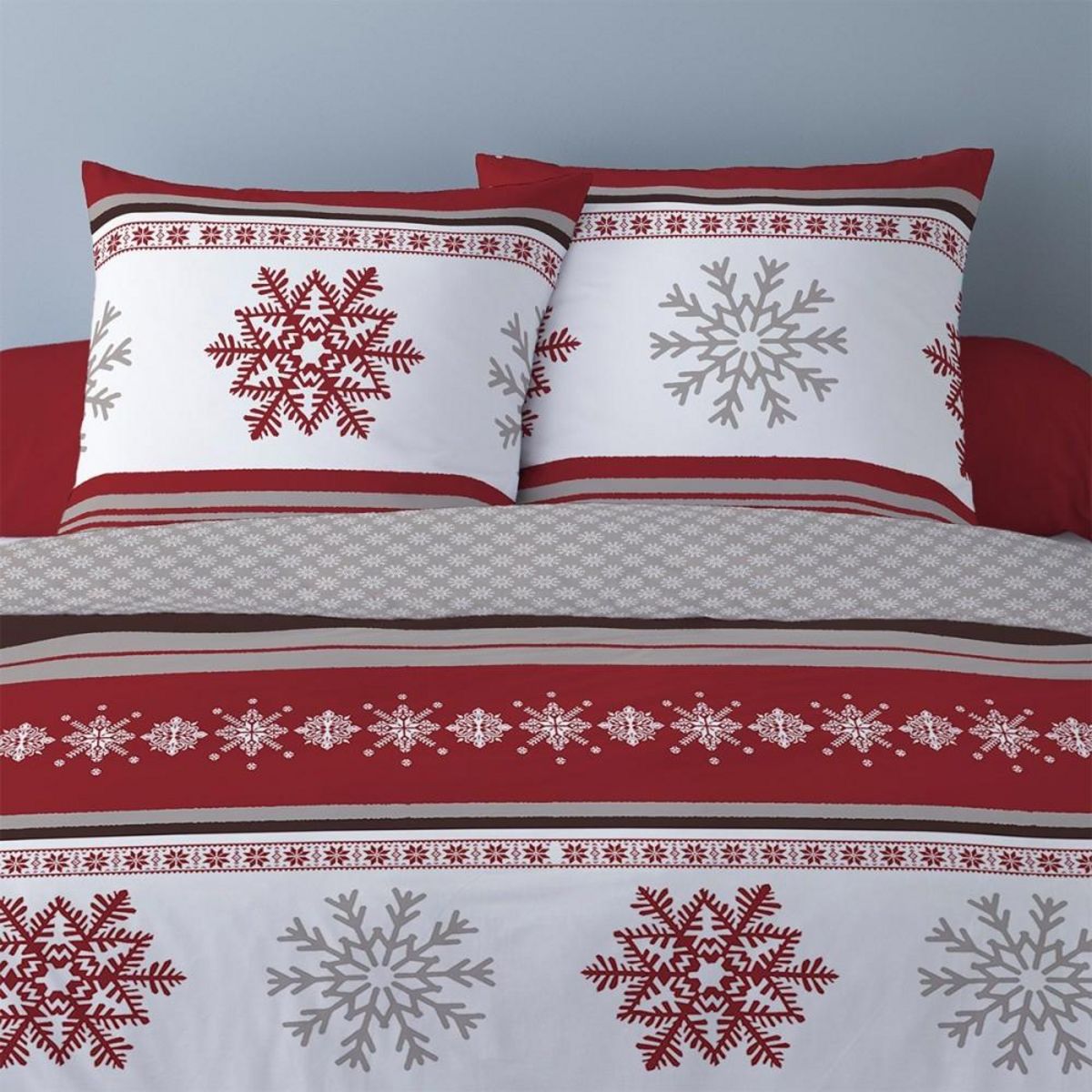 Dourev Housse de couette 260x240 Adèle + 2 taies coton flanelle