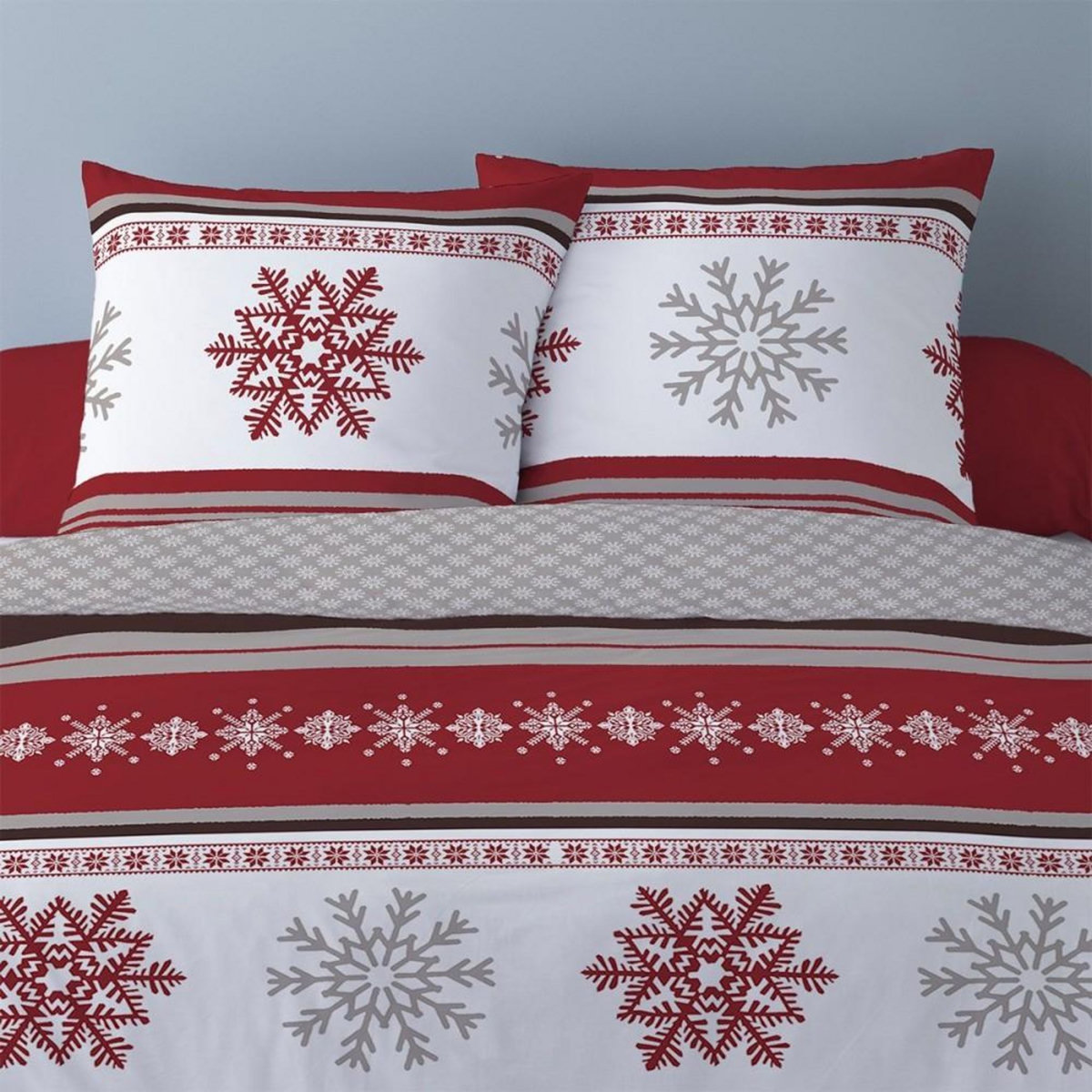 Dourev Housse de couette 260x240 Adèle + 2 taies coton flanelle