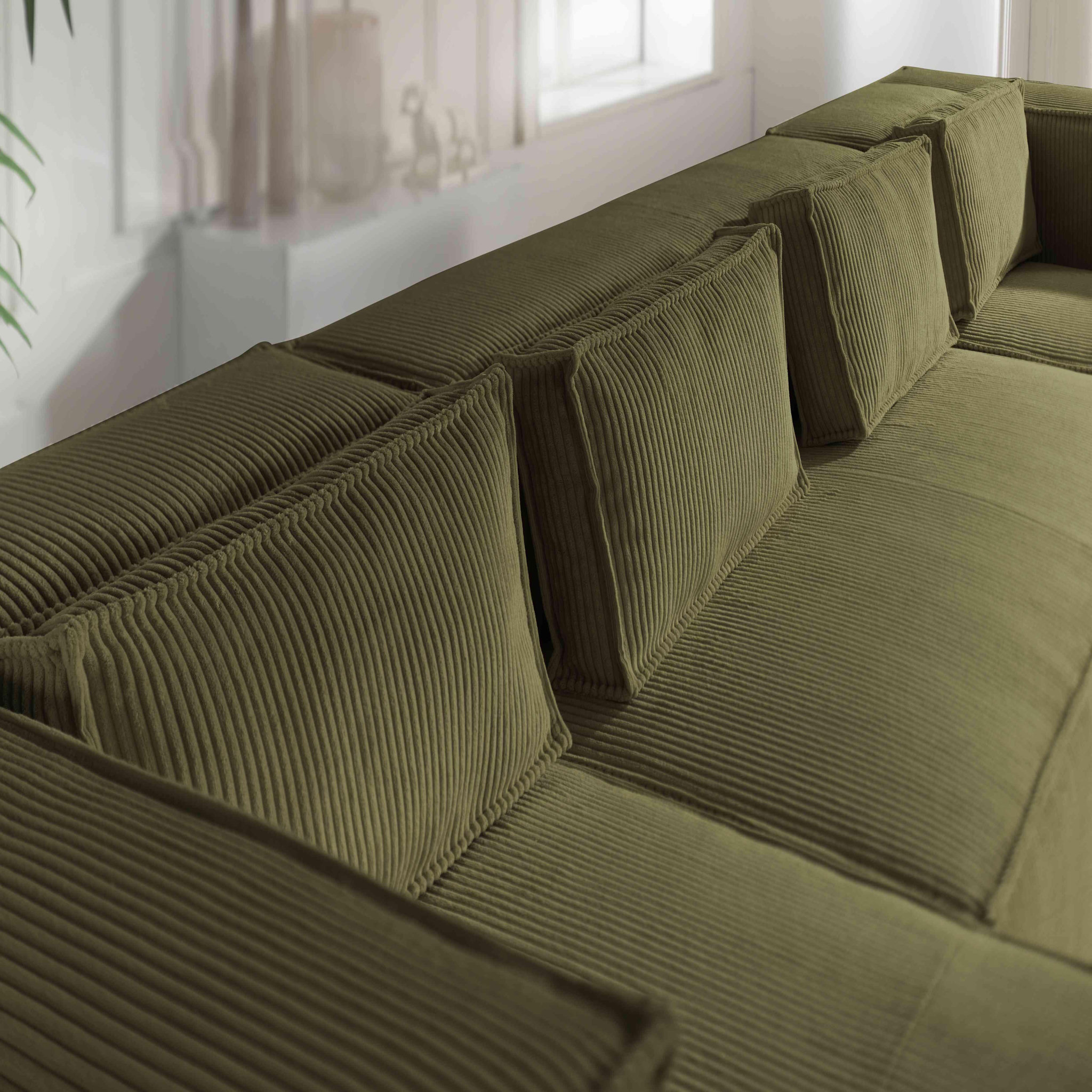 Voir la diapositive 3 : BEST MOBILIER Stella - canapé panoramique en u - 7 places - en velours côtelé