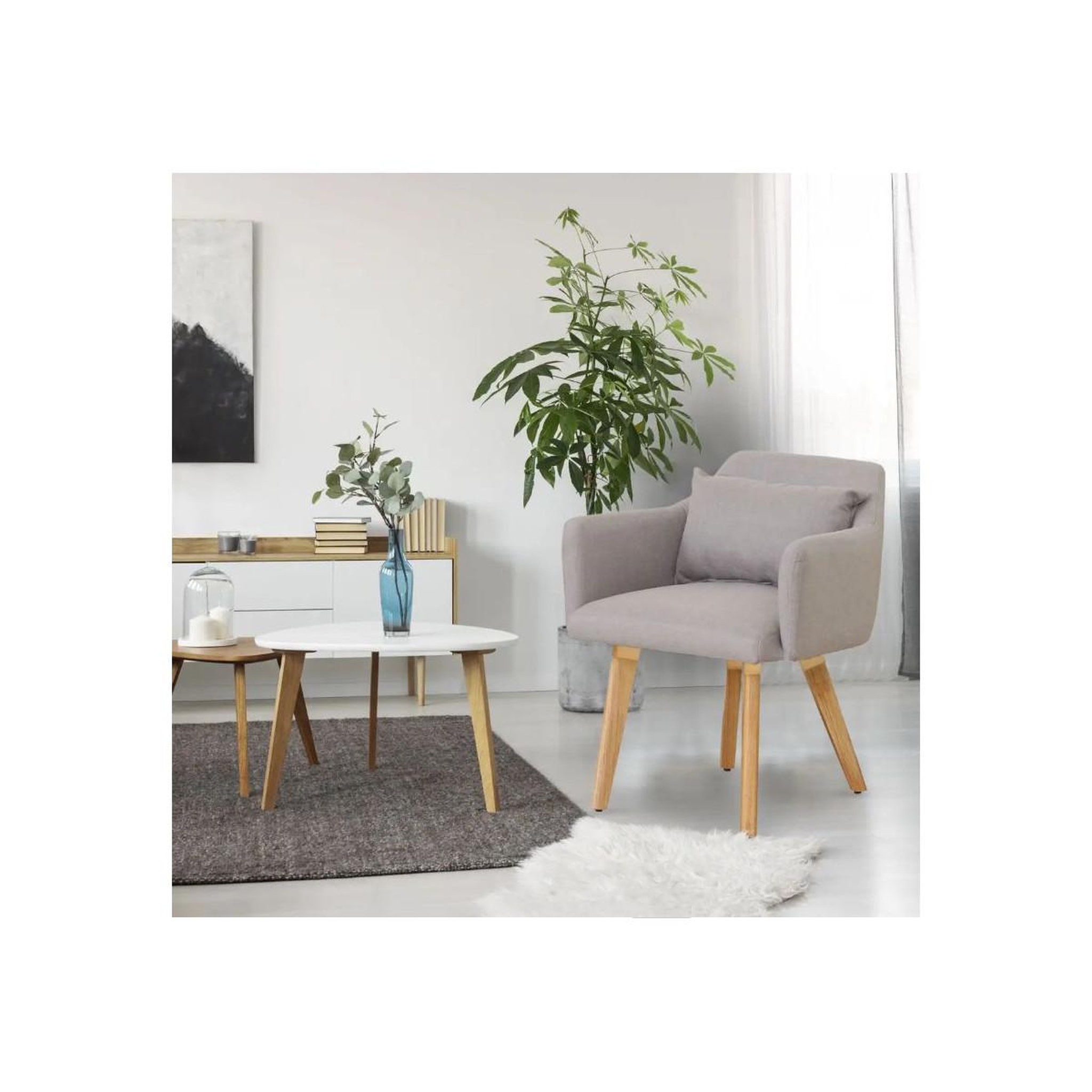 Voir la diapositive 5 : Paris Prix Fauteuil Scandinave  Alan  70cm Beige