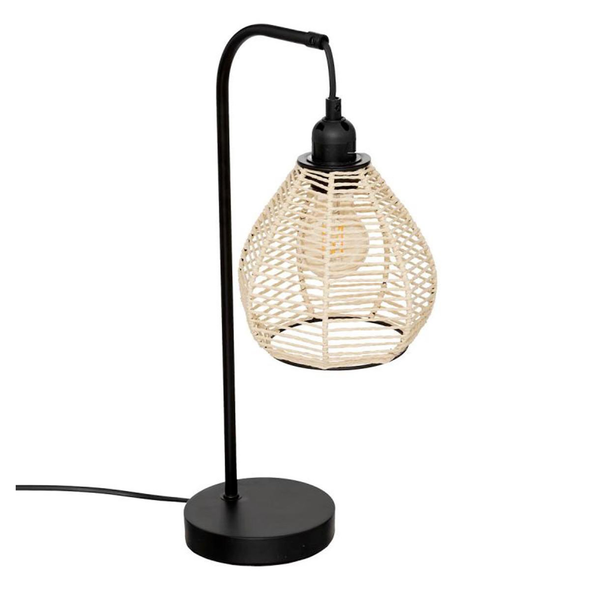 ATMOSPHERA Lampe à poser en métal  delia  47cm noir & naturel
