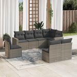 VIDAXL Salon de jardin 8 pcs avec coussins gris resine tressee