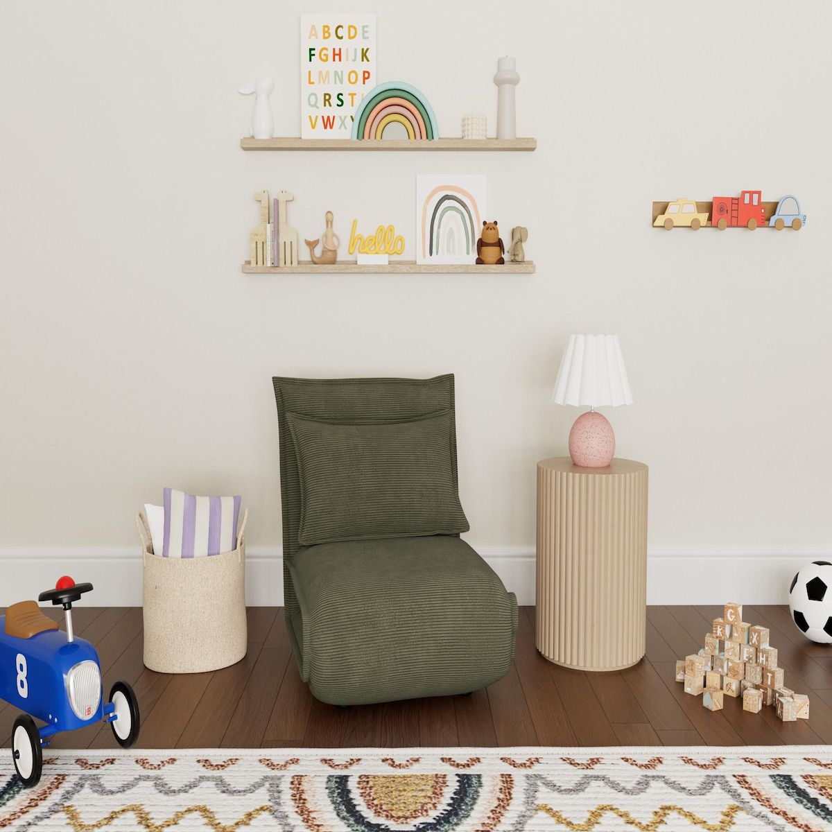 BEST MOBILIER Candice - banquette 1 place convertible clic-clac en velours côtelé