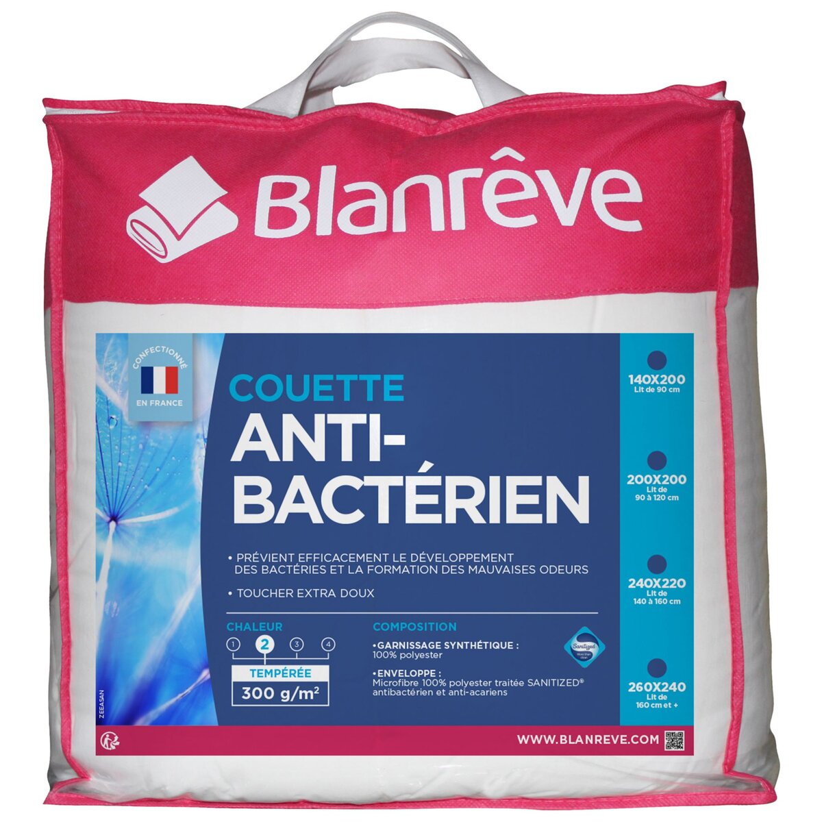 BLANREVE Couette tempérée microfibre anti-bactériens sanitized