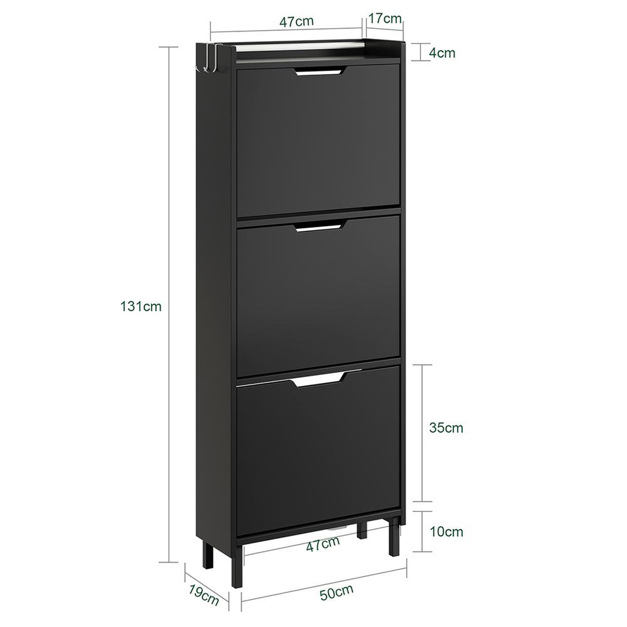 SOBUY Armoire à chaussures Noir 50x19x131cm FSR151-H-E-SCH