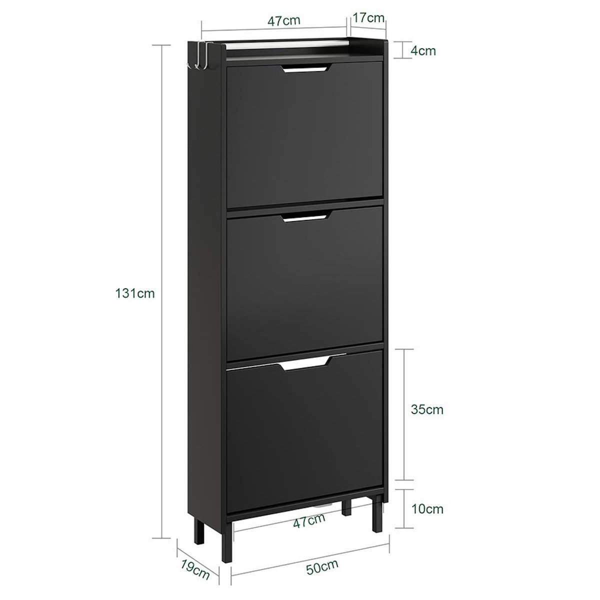 SOBUY Armoire à chaussures Noir 50x19x131cm FSR151-H-E-SCH