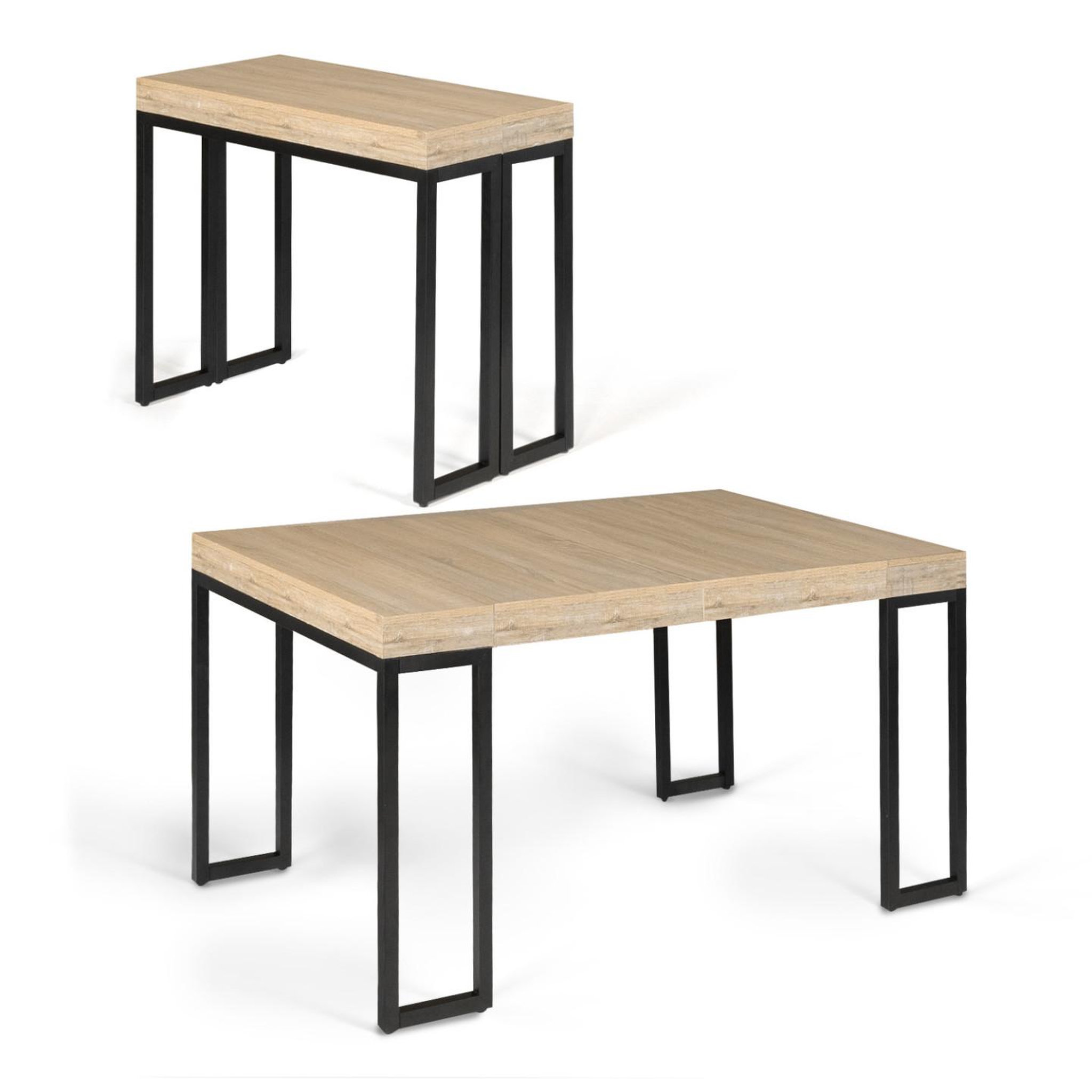 ID MARKET Table console extensible toronto 6 personnes 140 cm design industriel