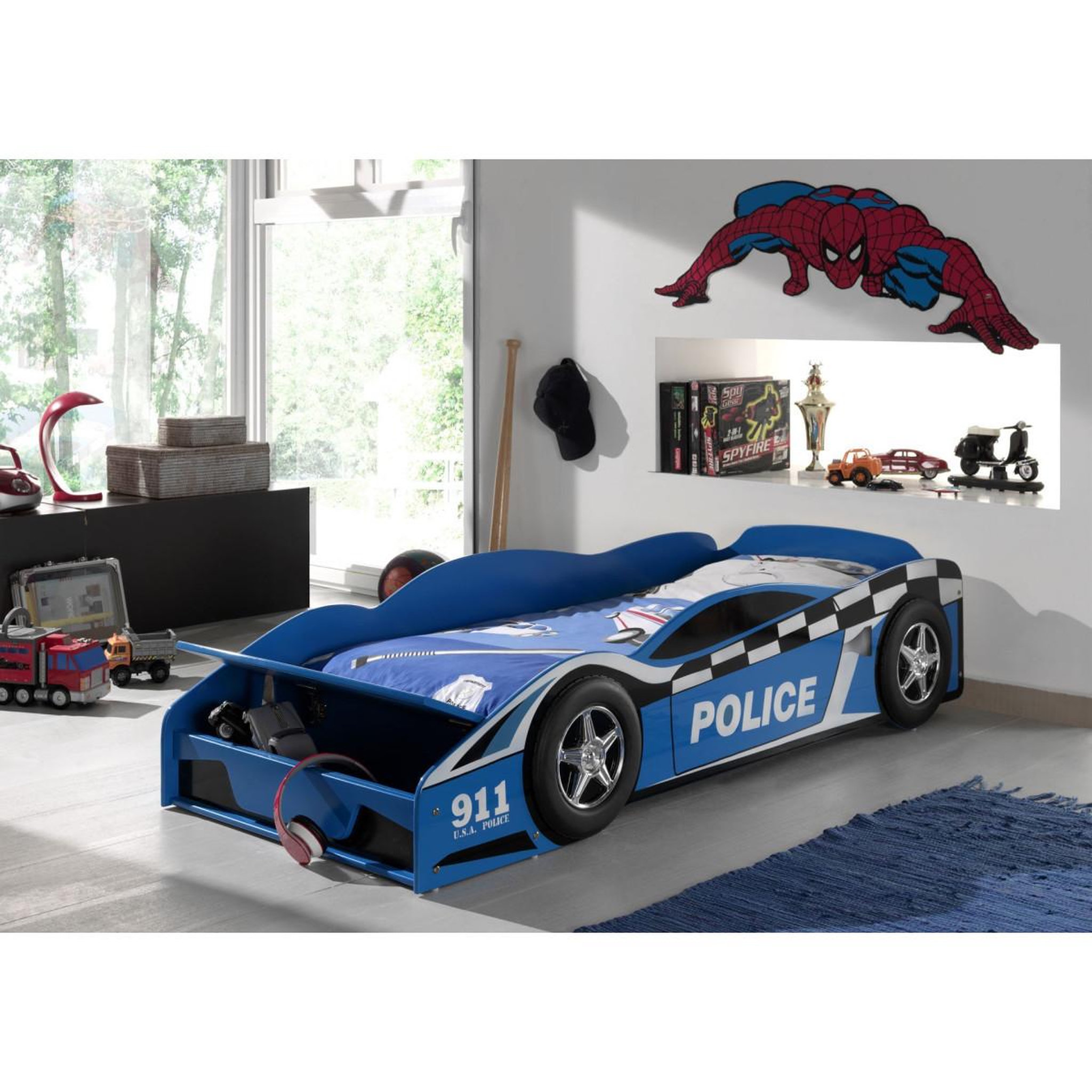 Voir la diapositive 4 : Paris Prix Pack - Lit Enfant & Matelas  Police  70x140cm Bleu