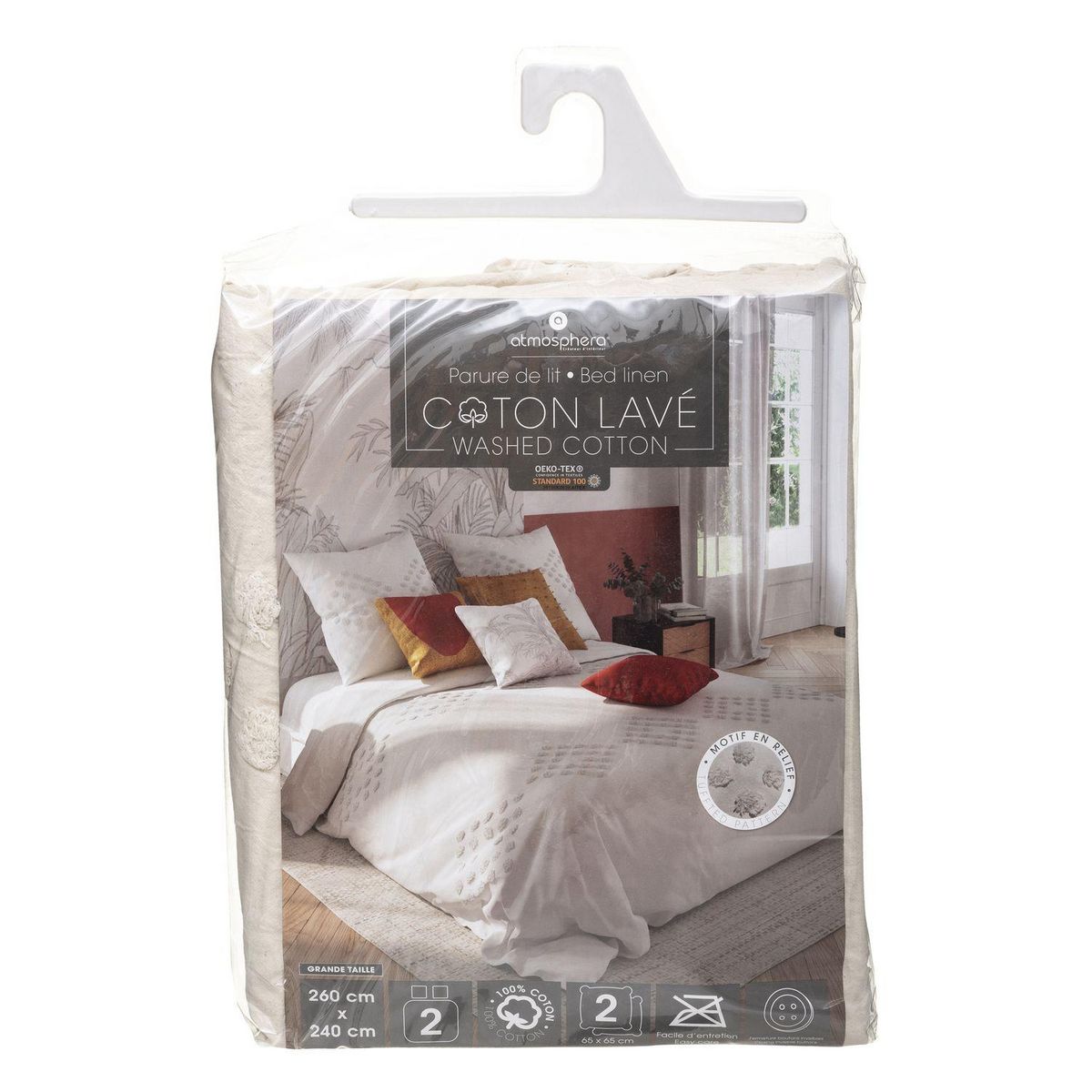 ATMOSPHERA Parure de lit en coton lavé Tuft - 260 x 240 cm