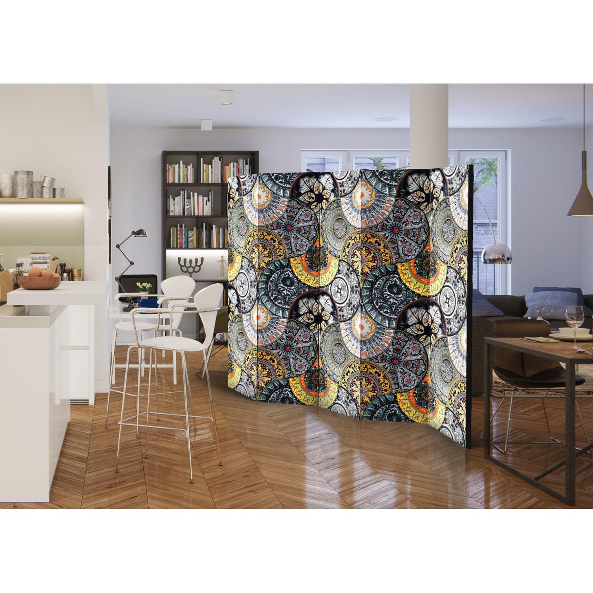 Voir la diapositive 2 : Paris Prix Paravent 5 volets  painted exoticism  172x225cm