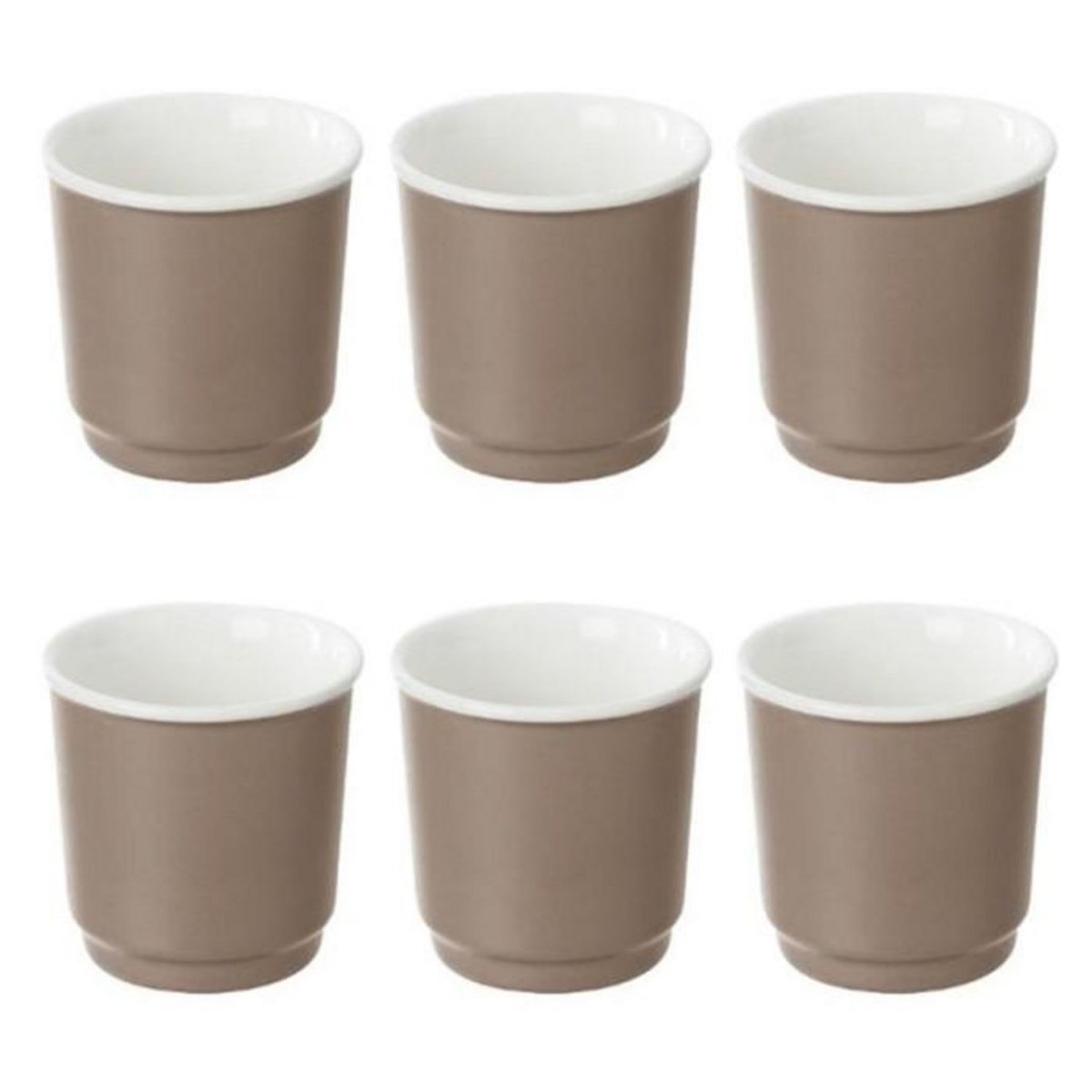 SECRET DE GOURMET Lot de 6 Tasses à Café  Nature  9cl Taupe