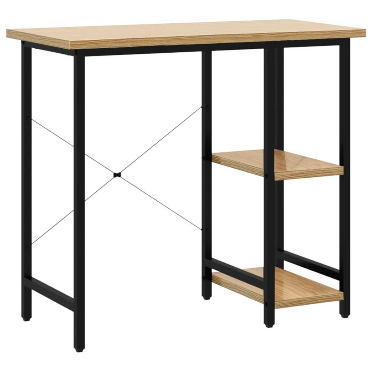 VIDAXL Bureau d'ordinateur Noir et chene clair 80x40x72cm MDF et metal