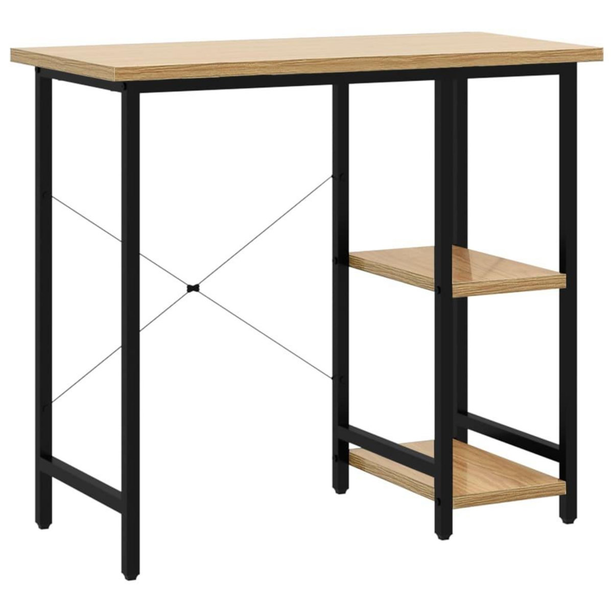 VIDAXL Bureau d'ordinateur Noir et chene clair 80x40x72cm MDF et metal