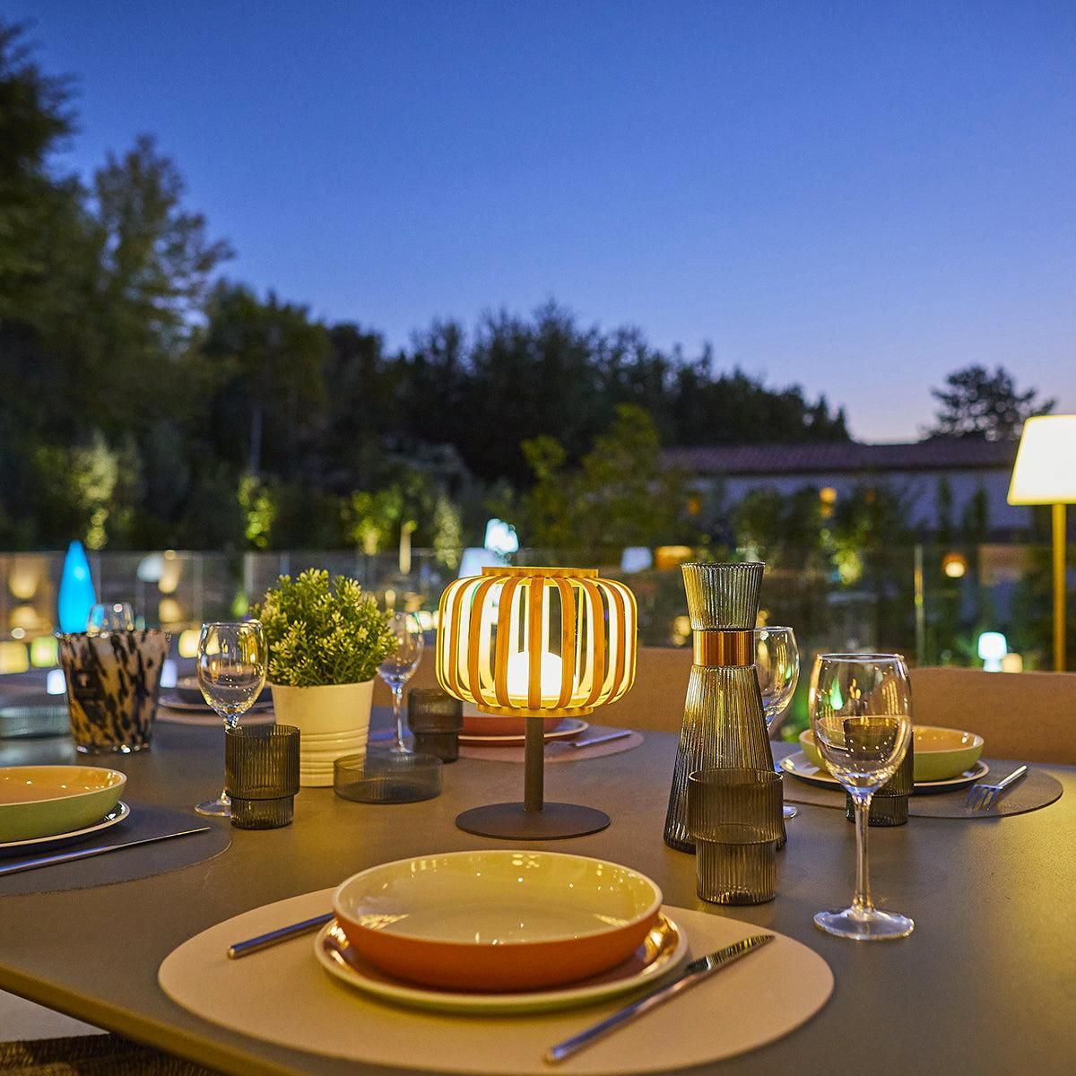 Lumisky Lampe de table sans fil STANDY BAMBOU Beige bambou H25cm