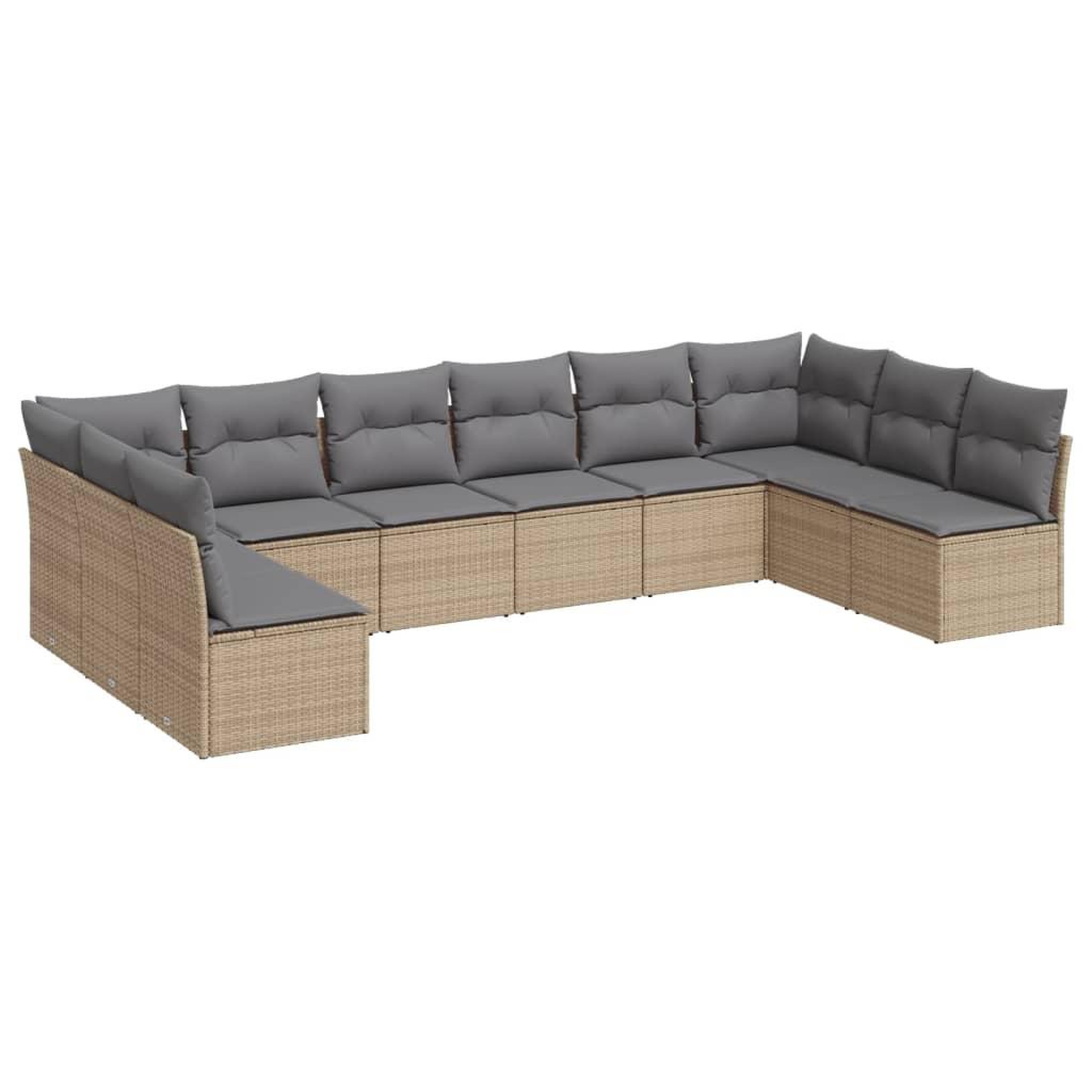 Voir la diapositive 2 : VIDAXL Salon de jardin avec coussins 10 pcs beige resine tressee