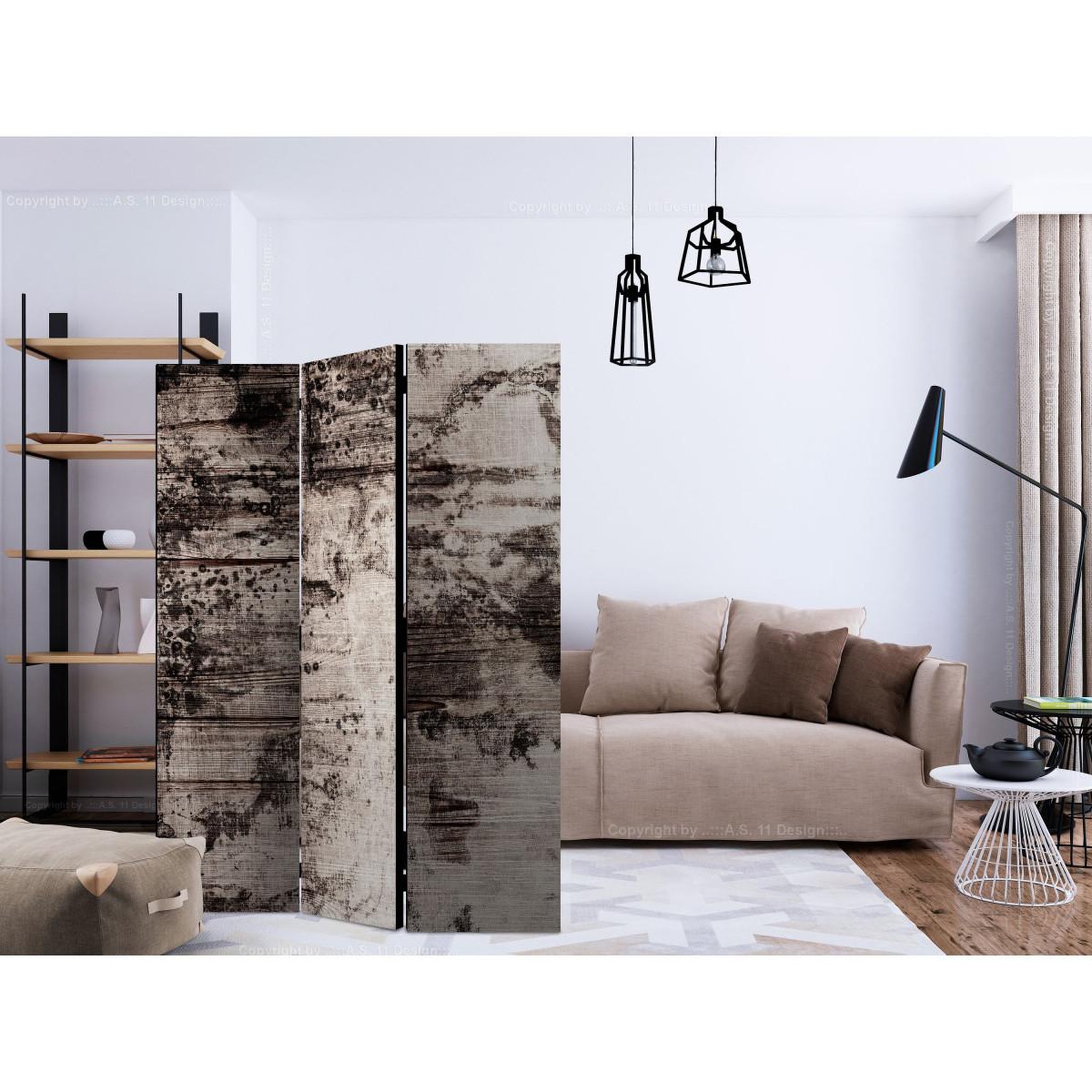 Voir la diapositive 2 : Paris Prix Paravent 3 volets  burnt wood  135x172cm