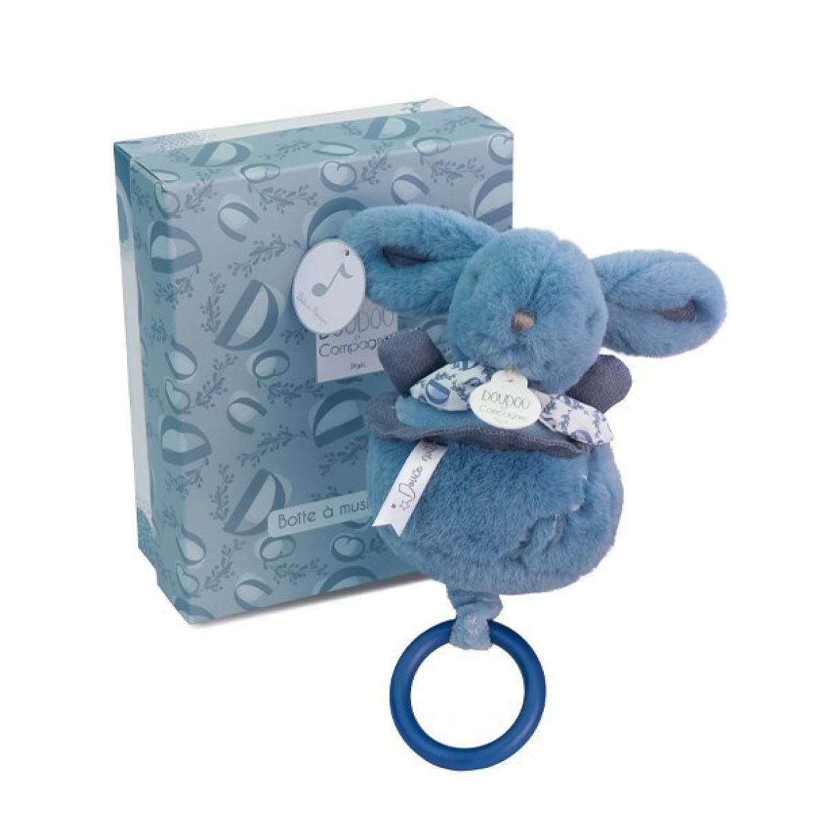 DOUDOU ET COMPAGNIE Lapin DOUDOU - boite à musique lapin  20 cm Bleu