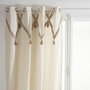 Voir la diapositive 1 : TOILINUX Lot de 2 Rideaux Carmen à Pompons en jute - 140 cm x 260 cm - Beige