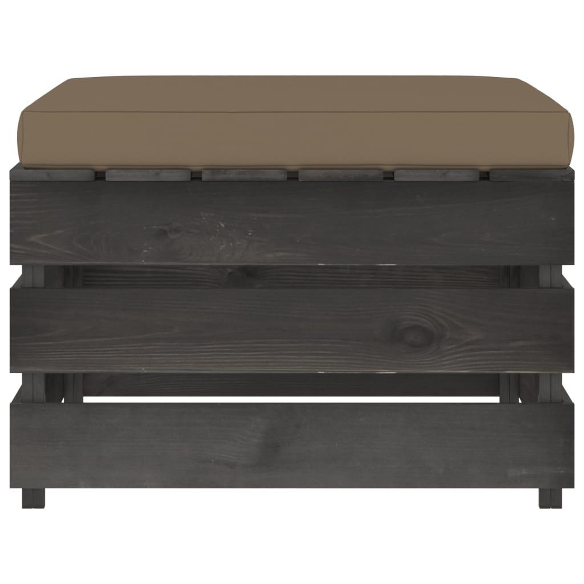 Voir la diapositive 3 : VIDAXL Pouf sectionnel avec coussin Bois impregne de gris