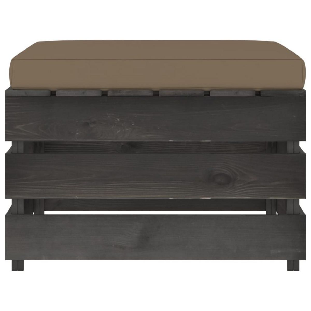 VIDAXL Pouf sectionnel avec coussin Bois impregne de gris