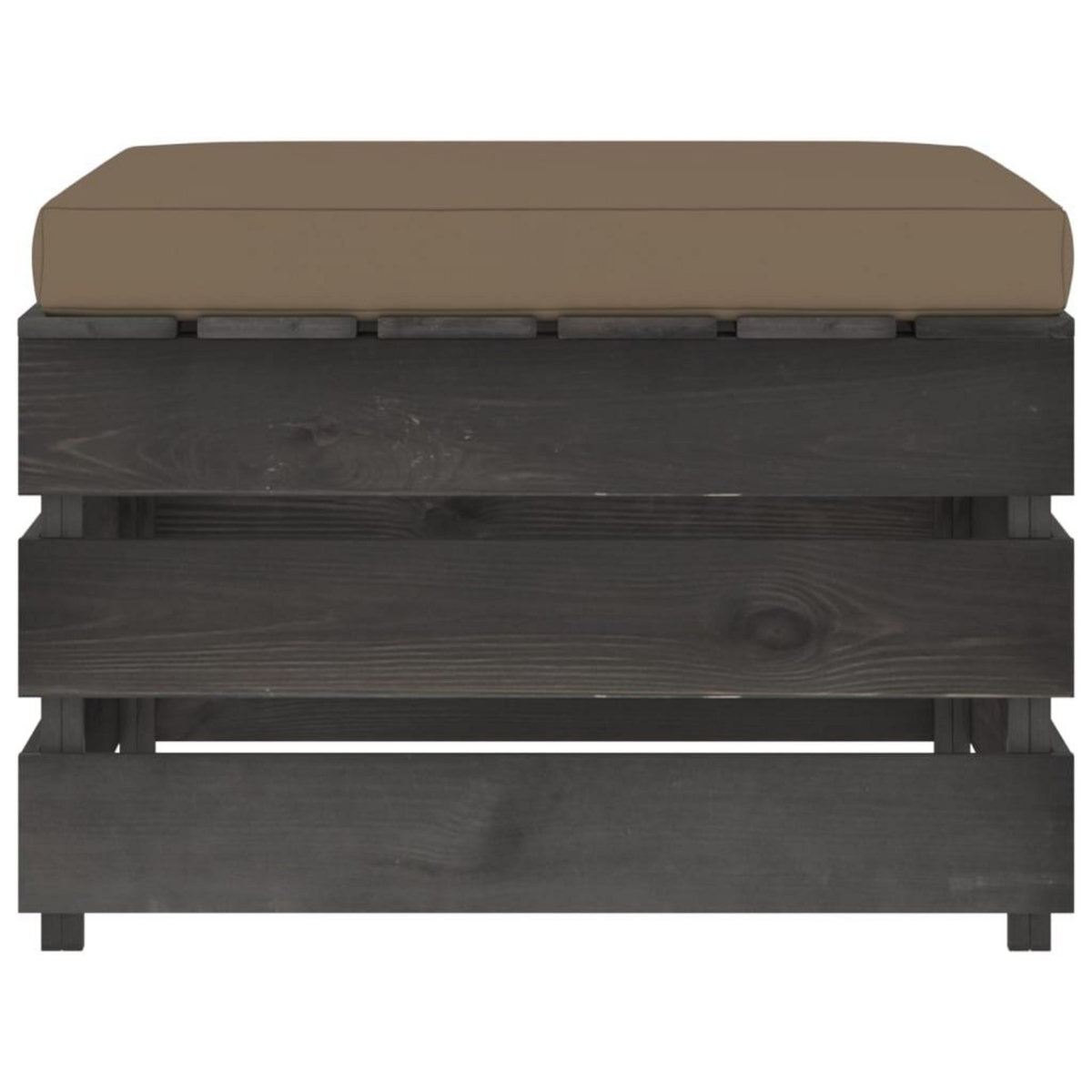 VIDAXL Pouf sectionnel avec coussin Bois impregne de gris