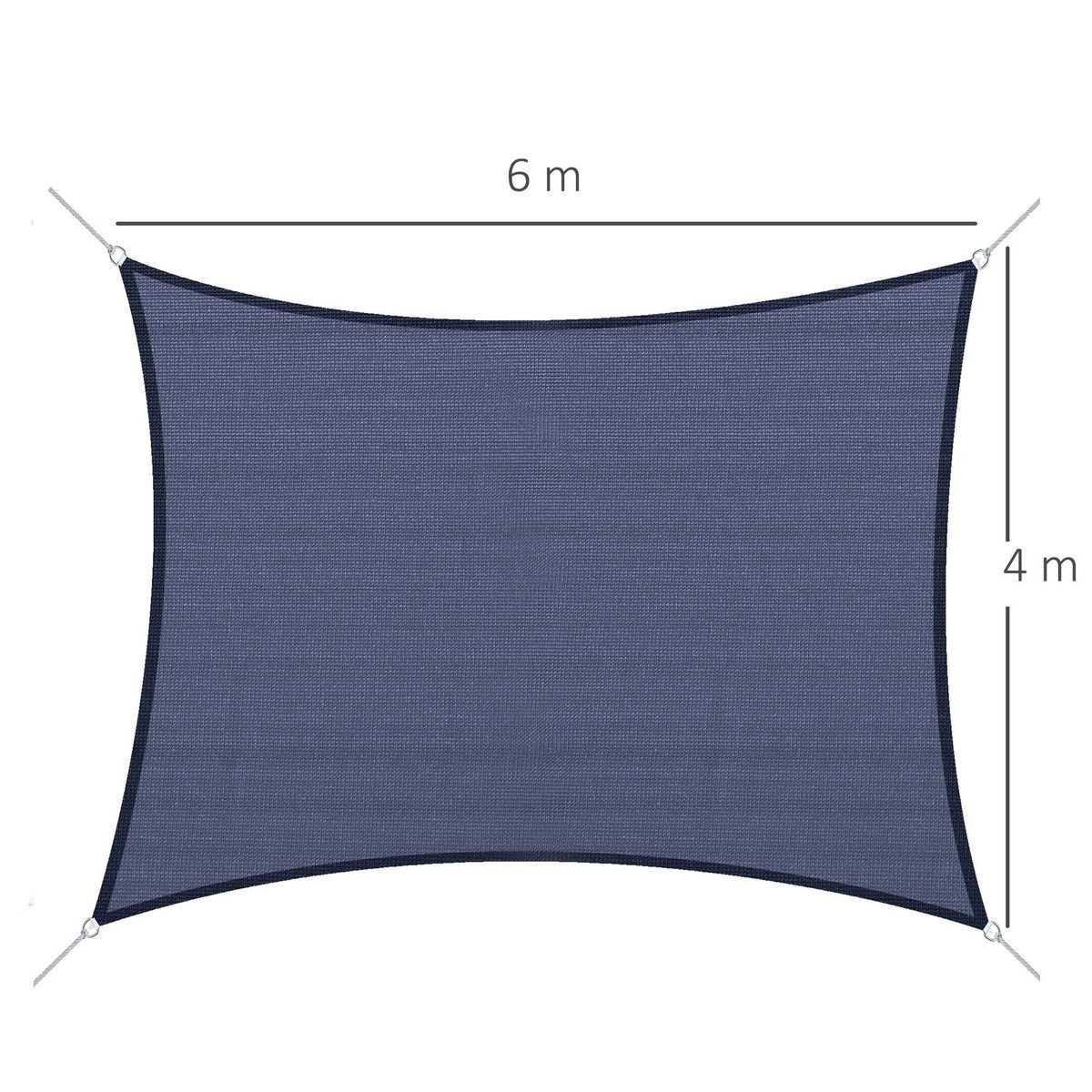 OUTSUNNY Voile d'ombrage toile solaire rectangulaire 6L x 4l m HDPE bleu