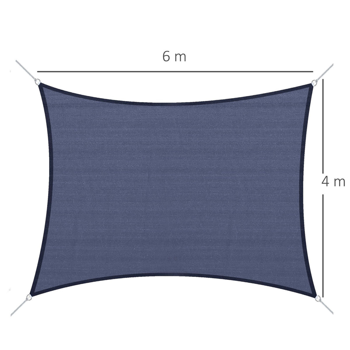 OUTSUNNY Voile d'ombrage toile solaire rectangulaire 6L x 4l m HDPE bleu