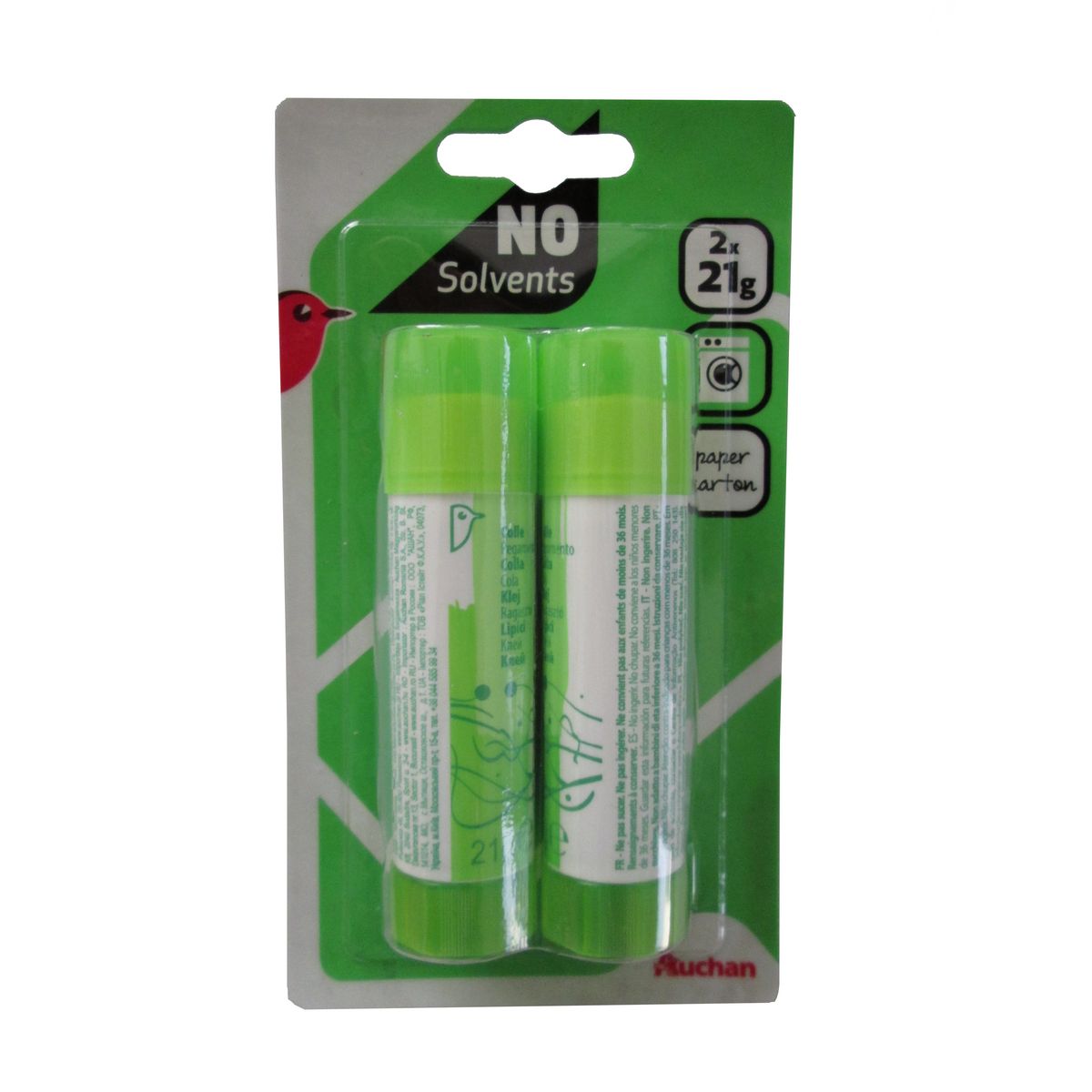 AUCHAN Lot de 2 bâtons de colle 21g