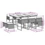 Voir la diapositive 6 : VIDAXL Ensemble a manger de jardin 11pcs avec coussins gris poly rotin