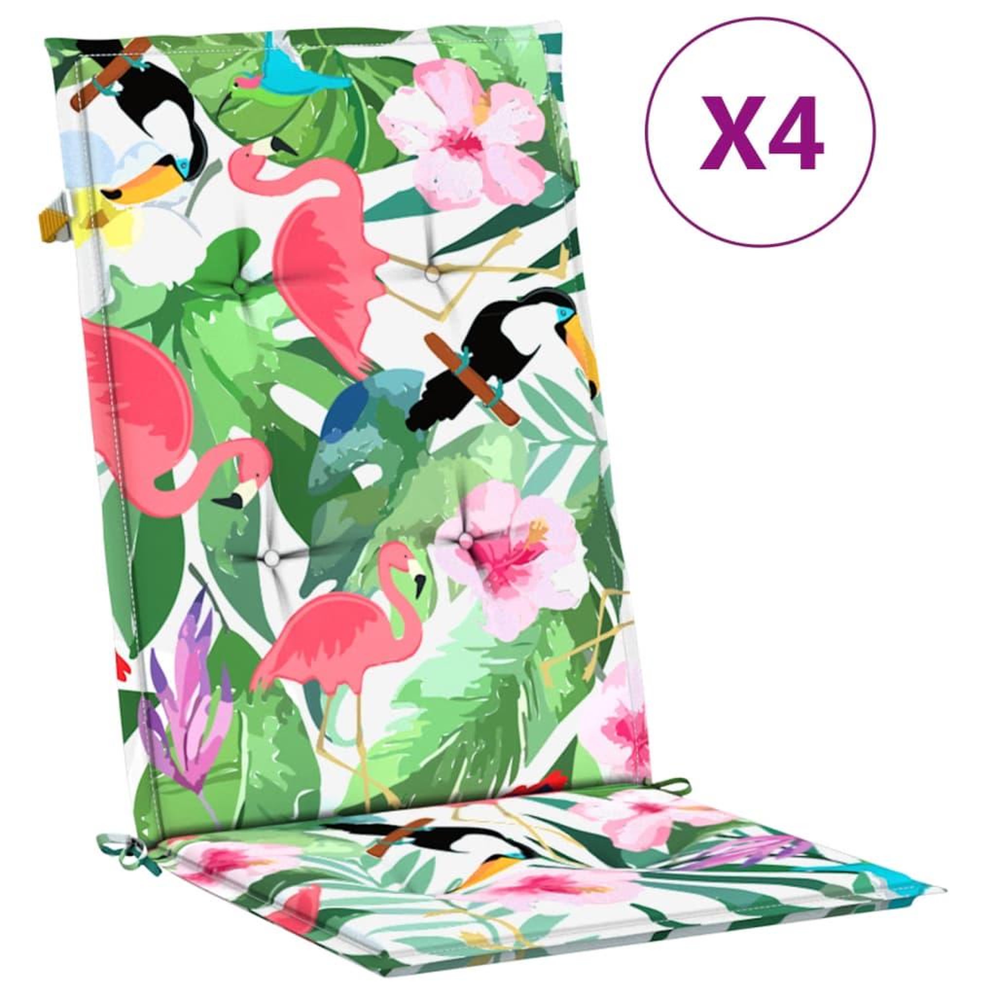Voir la diapositive 2 : VIDAXL Coussins de chaise a dossier haut lot de 4 multicolore tissu