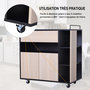 Voir la diapositive 5 : HOMCOM Chariot de service desserte de cuisine à roulettes multi-rangements placard double portes + 3 étagères + niche + tiroir panneaux particules noir chêne