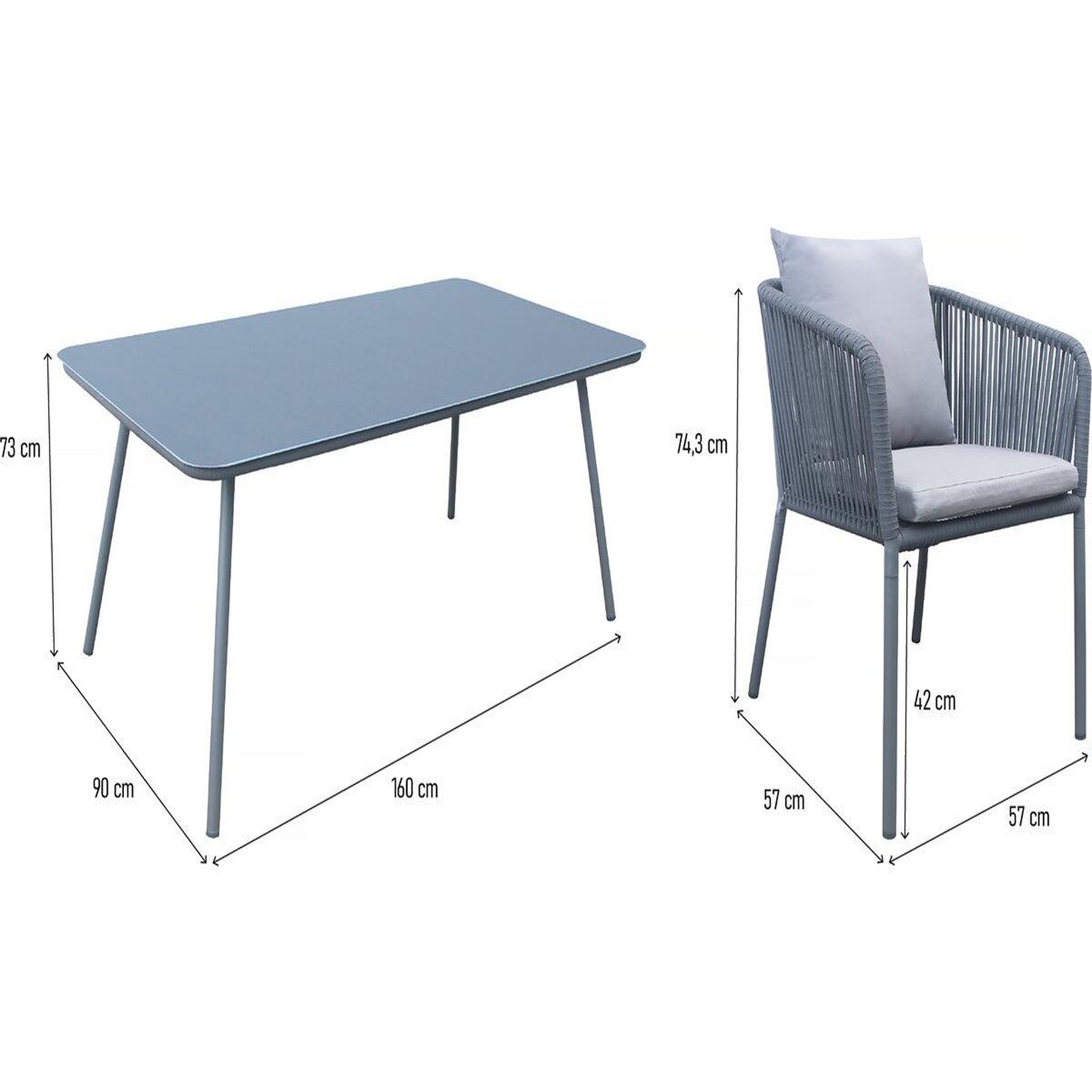 Voir la diapositive 3 : Habitat et Jardin Salon de jardin repas  Léna  - 194 x 70 x 73 cm - Grise