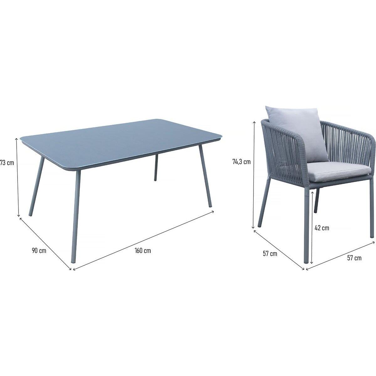 Habitat et Jardin Salon de jardin repas  Léna  - 194 x 70 x 73 cm - Grise