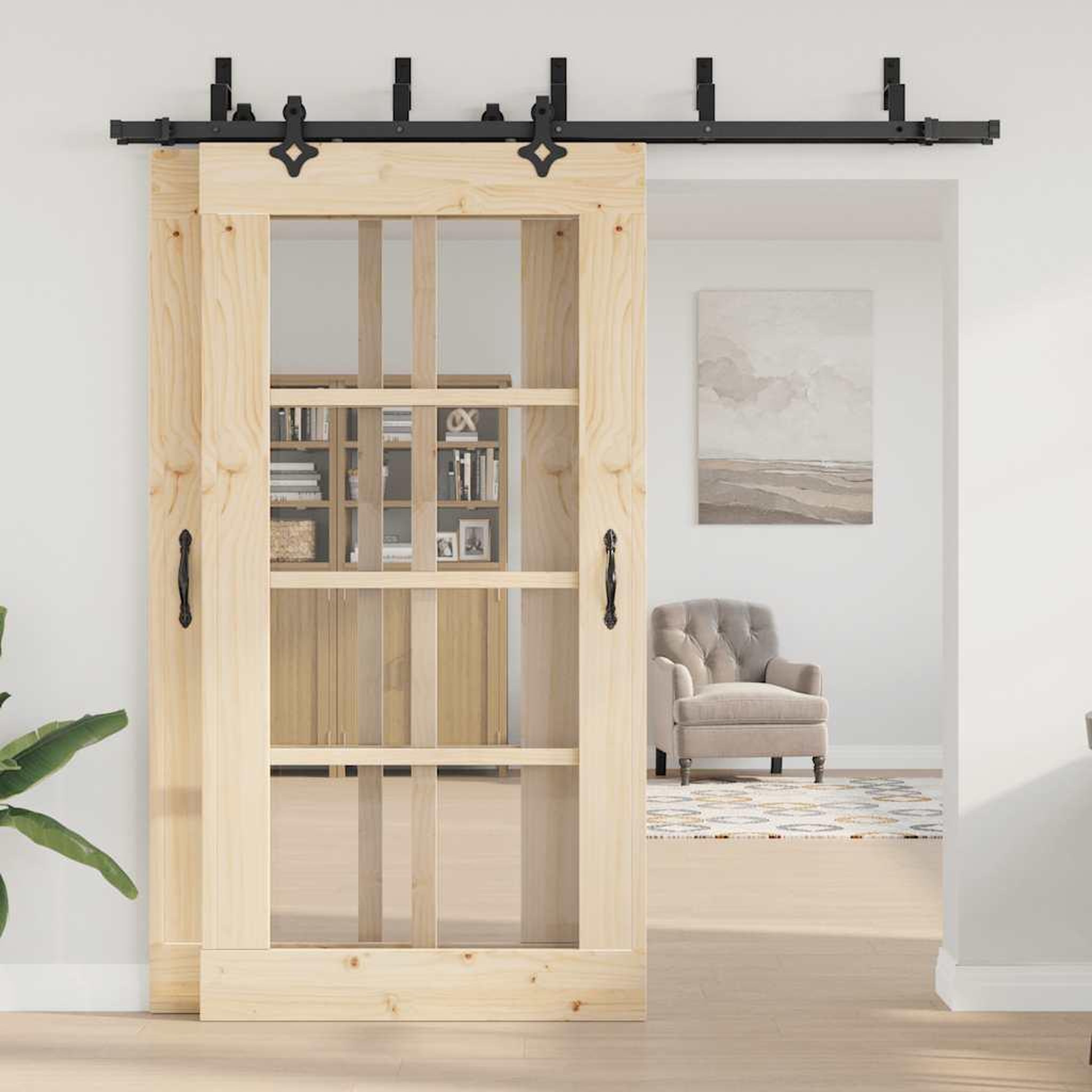 Voir la diapositive 3 : VIDAXL Kit de quincaillerie de porte coulissante 213,5 cm acier noir