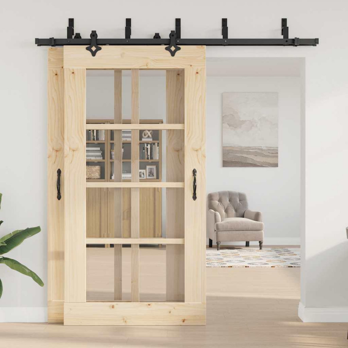 VIDAXL Kit de quincaillerie de porte coulissante 213,5 cm acier noir