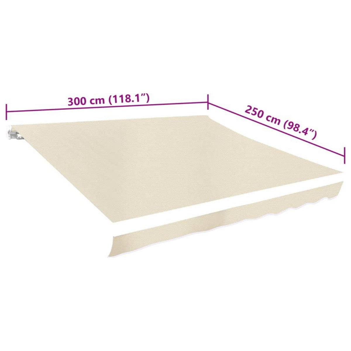 VIDAXL Toit d'auvent toile creme 3 x 2,5 m (cadre non inclus)