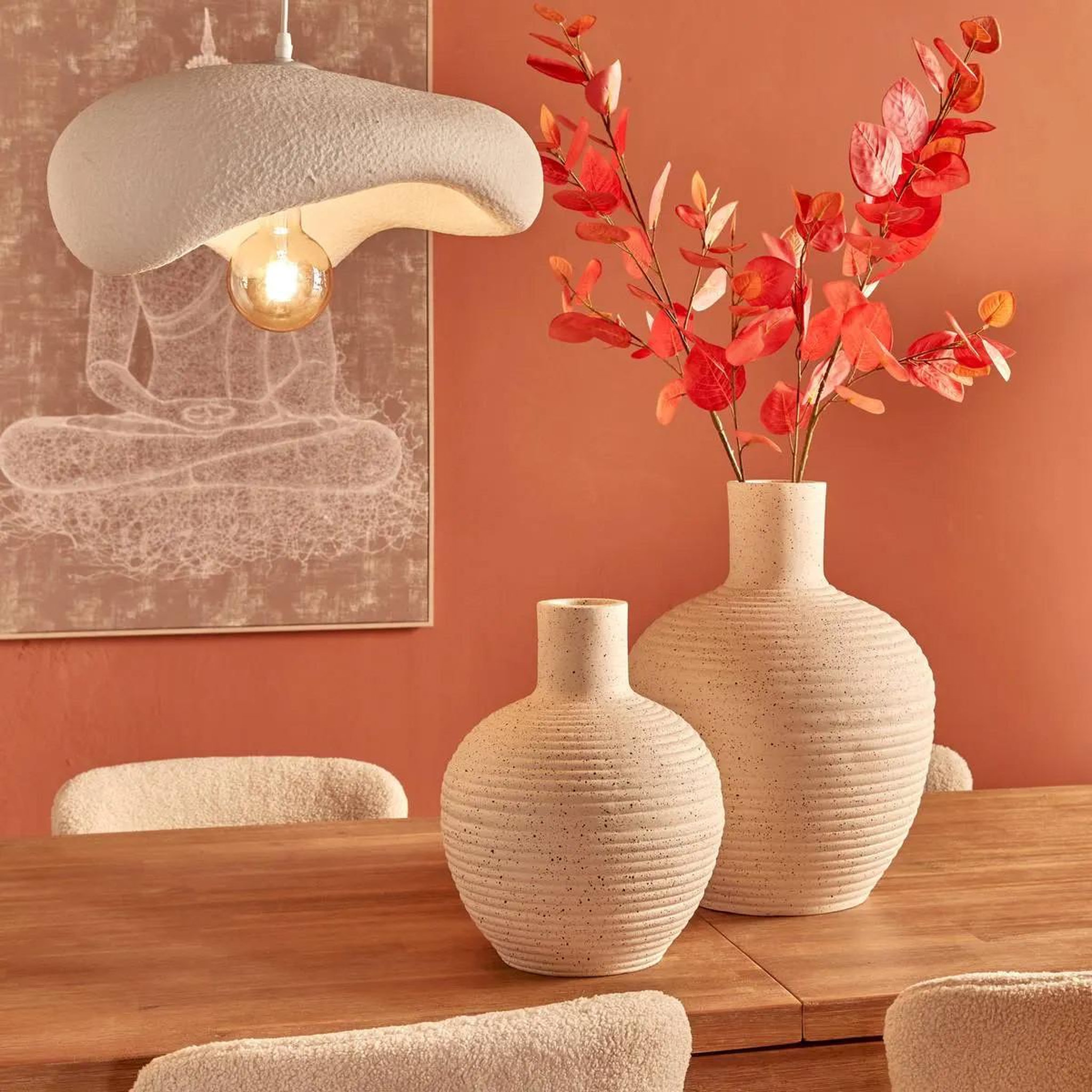 Voir la diapositive 3 : ATMOSPHERA Vase déco en céramique  ted  33cm blanc