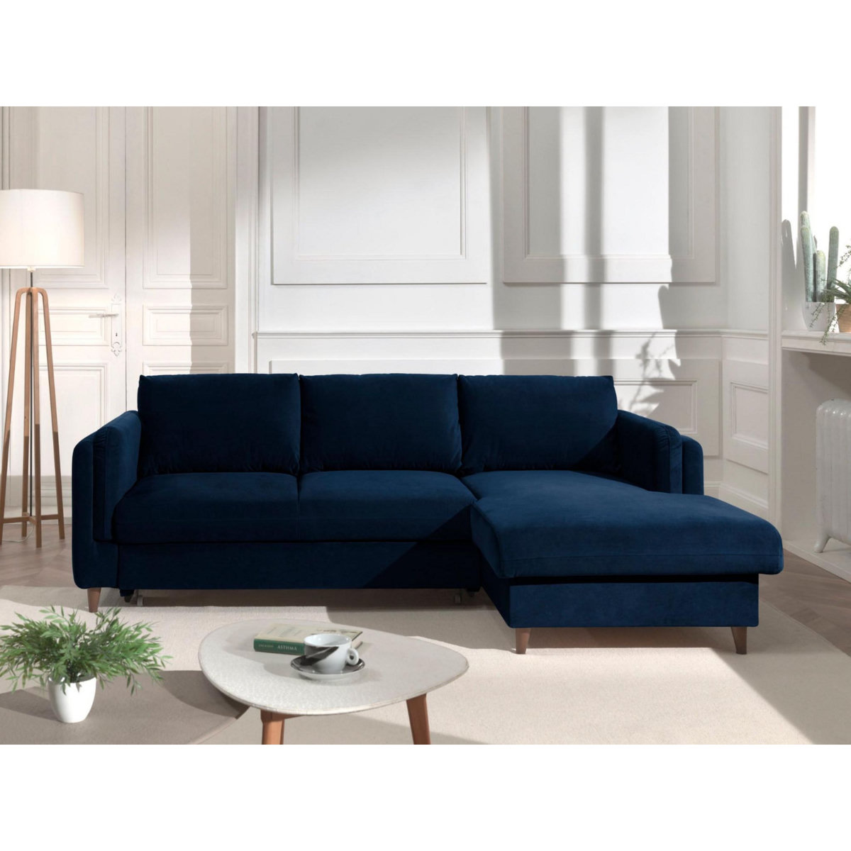 LISA DESIGN Brooke - canapé d'angle droit - convertible avec coffre - 4 places - en velours